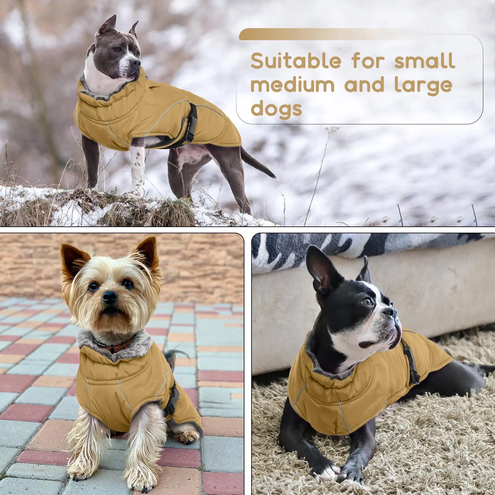 Mantello invernale caldo in pile per cani per tempo freddo (caffè, XL) - immagine 6