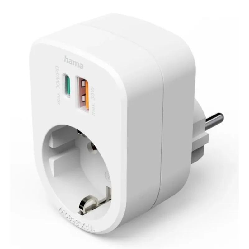 Multipresa Hama 00223343 3 prese USB-C USB-A protezione compatta - immagine 1