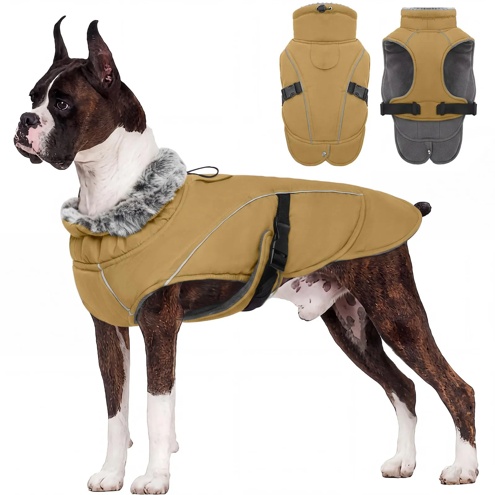Cappotto per cani XXXL - Giacca invernale termica per cani - Cappotto termico per cani - Cappotto invernale per labrador (caffè, 3XL) - immagine 1