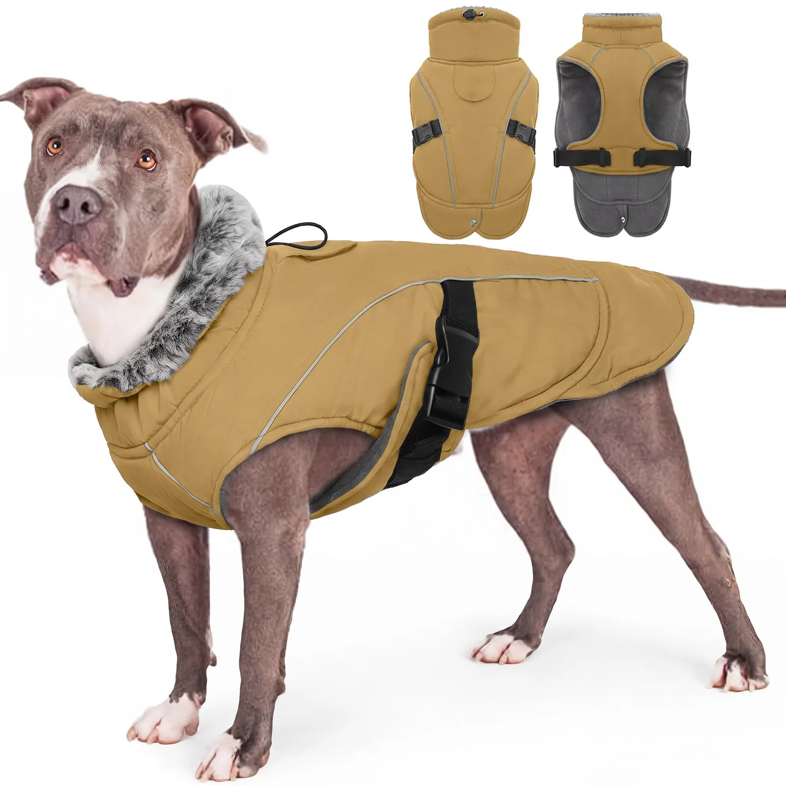 Cappotto per cani di taglia grande, in morbido pile caldo, sotto la pancia, spesso, per cani di taglia grande, giacca per il freddo, per mantenere gli animali domestici al caldo durante la stagione - immagine 1