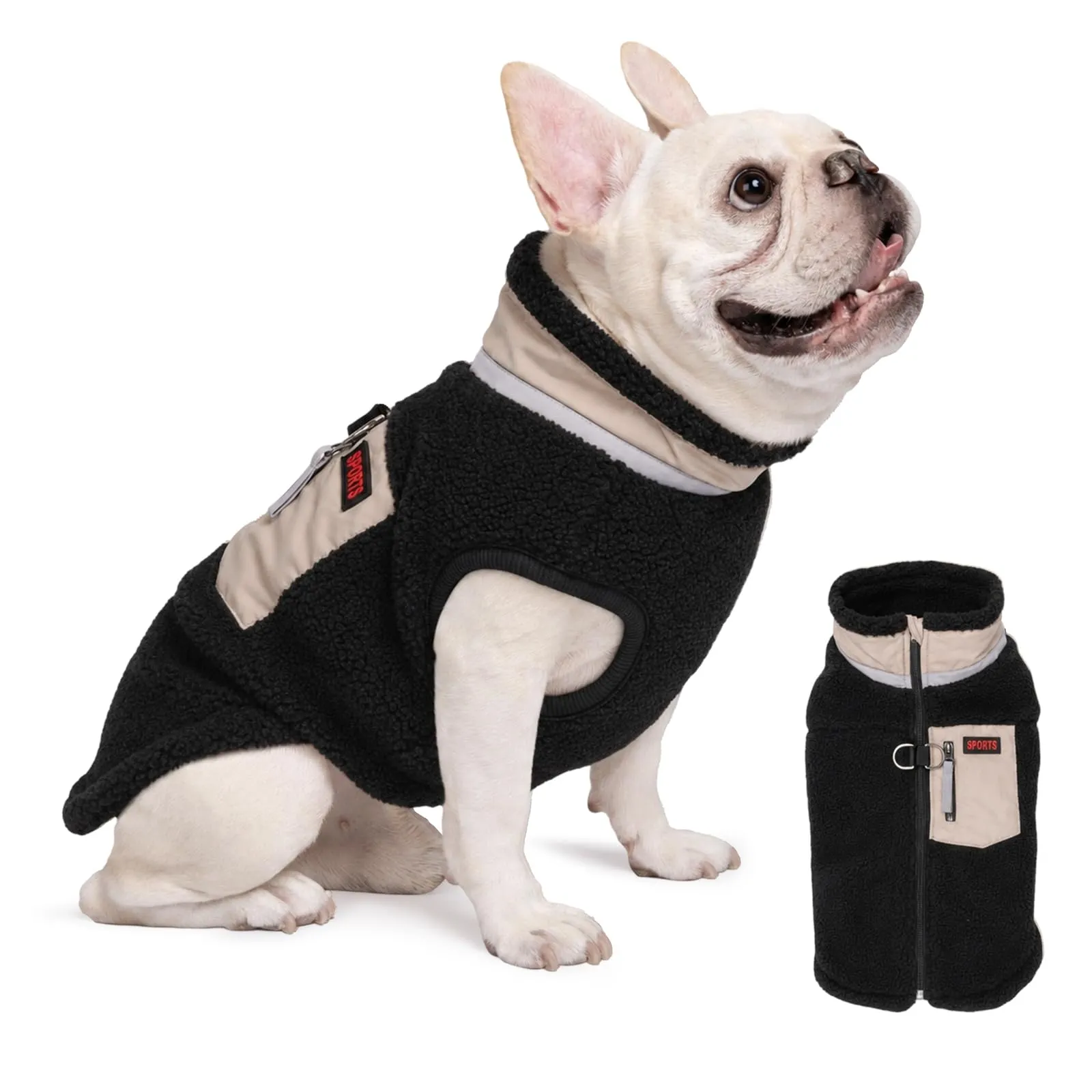 FEimaX Cappotto per Cani Invernale Giacca in Pile Calda con Anello a D, Gilet Cane Antivento Cucciolo Vestiti Caldo per Cani di Piccola e Media Taglia - immagine 2