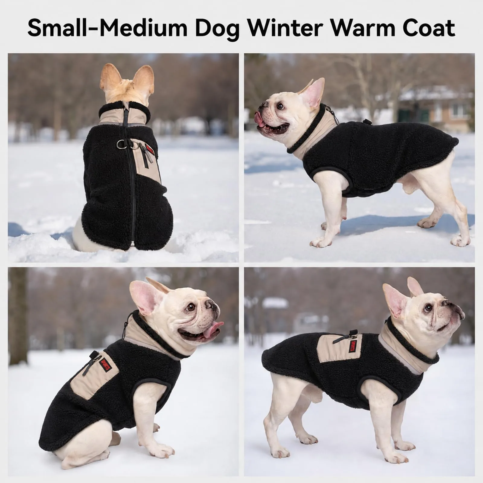 FEimaX Cappotto per Cani Invernale Giacca in Pile Calda con Anello a D, Gilet Cane Antivento Cucciolo Vestiti Caldo per Cani di Piccola e Media Taglia - immagine 6