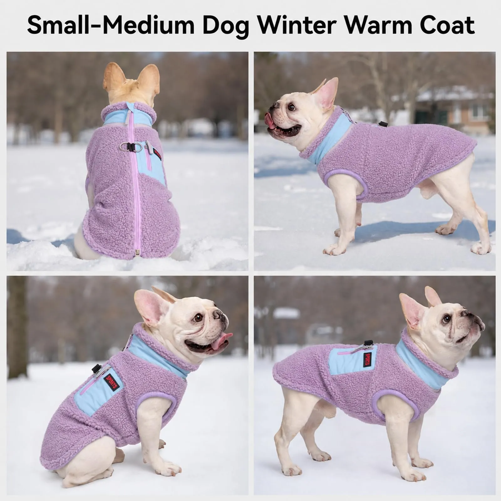 FEimaX Cappotto per Cani Invernale Giacca in Pile Calda con Anello a D, Gilet Cane Antivento Cucciolo Vestiti Caldo per Cani di Piccola e Media Taglia - immagine 6