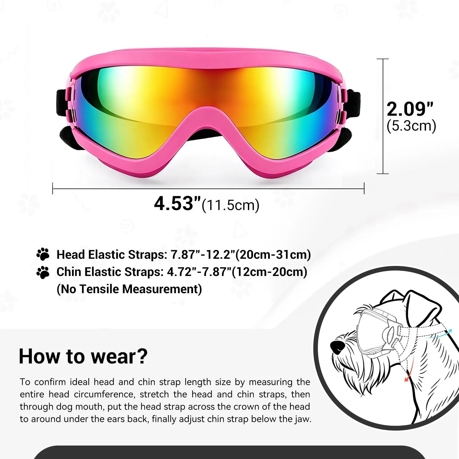 Occhiali da moto per cani di taglia media - Anti-UV - Antivento - Con banda elastica regolabile - Occhiali da sole per cani di razza media - Rosa, M - immagine 5