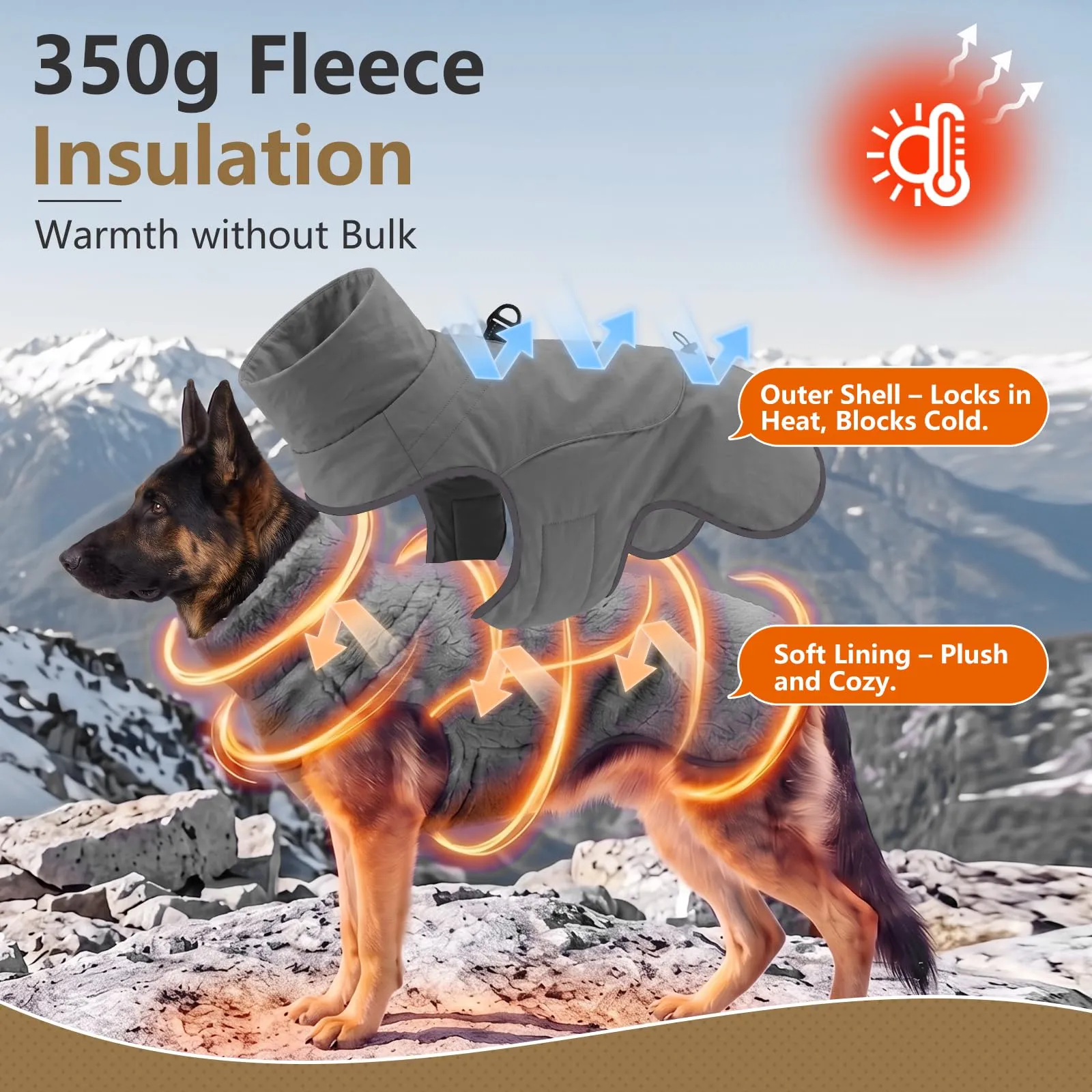Poiinvc cappotto invernale impermeabile per cane con imbracatura D - immagine 3