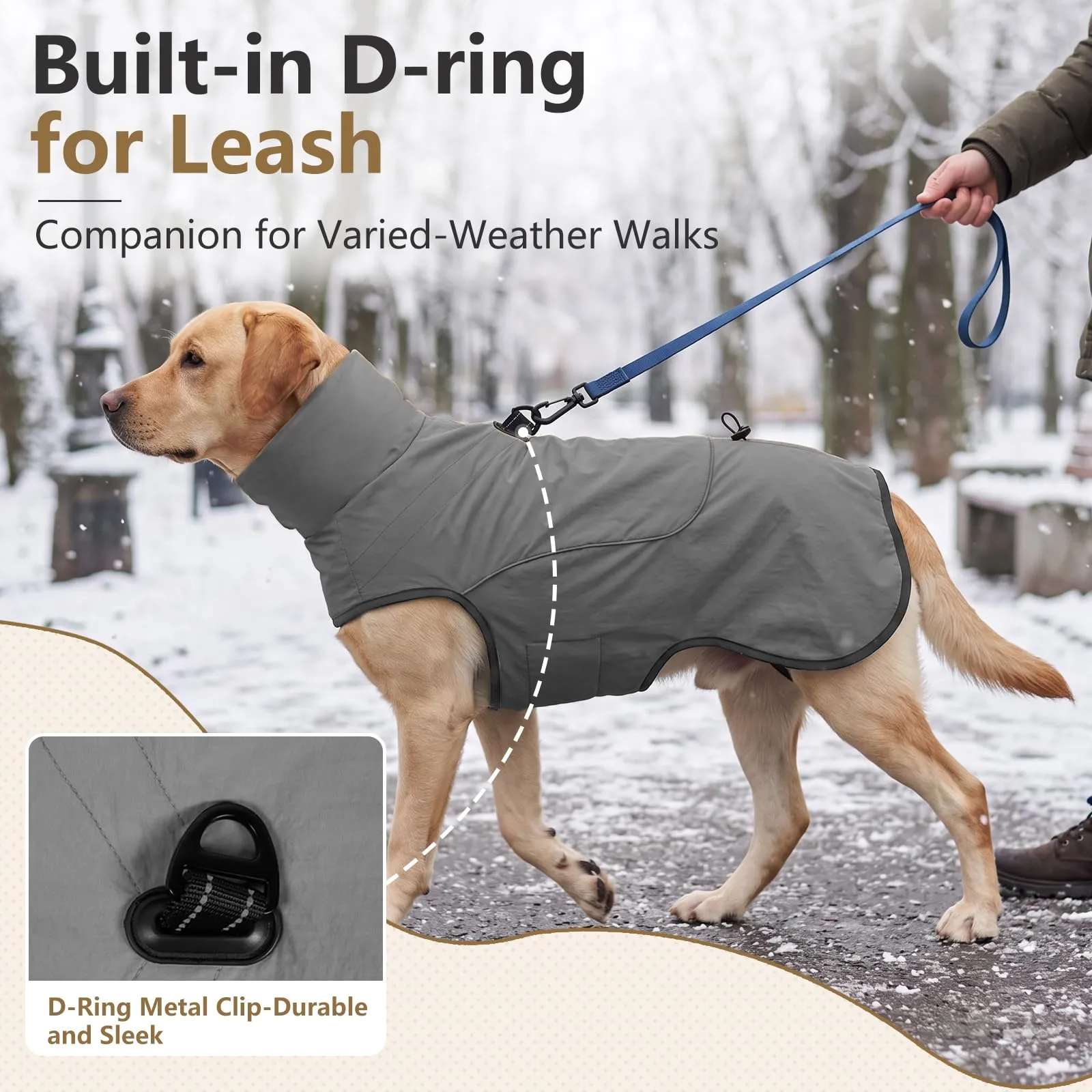Poiinvc cappotto invernale impermeabile per cane con imbracatura D - immagine 5