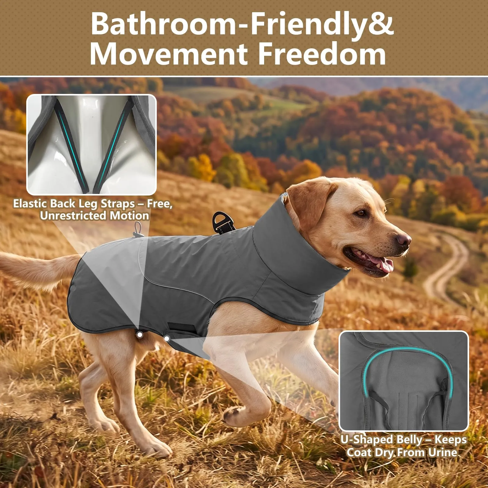 Poiinvc cappotto invernale impermeabile per cane con imbracatura D - immagine 6