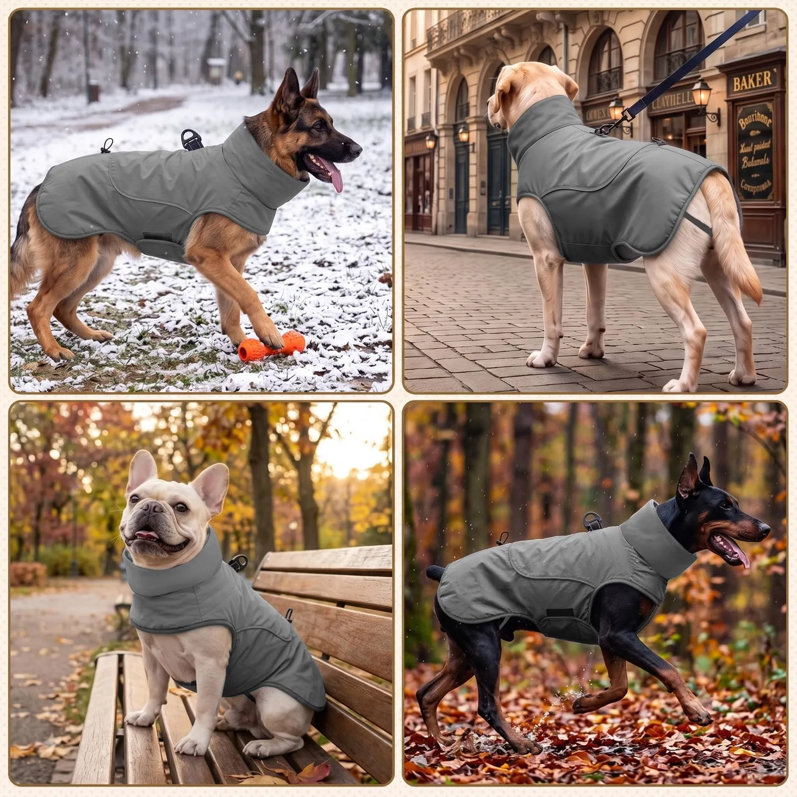 Poiinvc cappotto invernale impermeabile per cane con imbracatura D - immagine 7