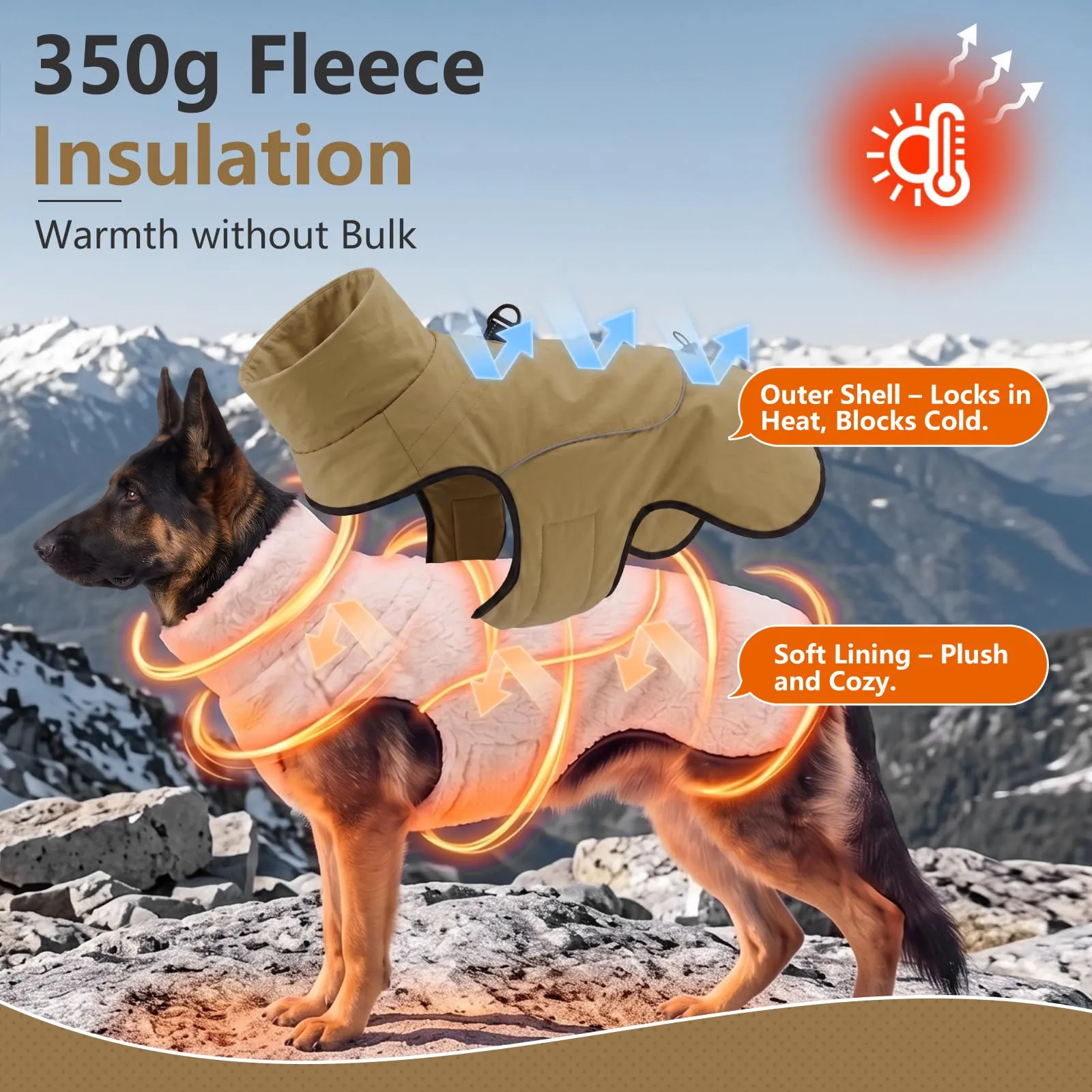 Poiinvc cappotto invernale impermeabile per cane con imbracatura D - immagine 3