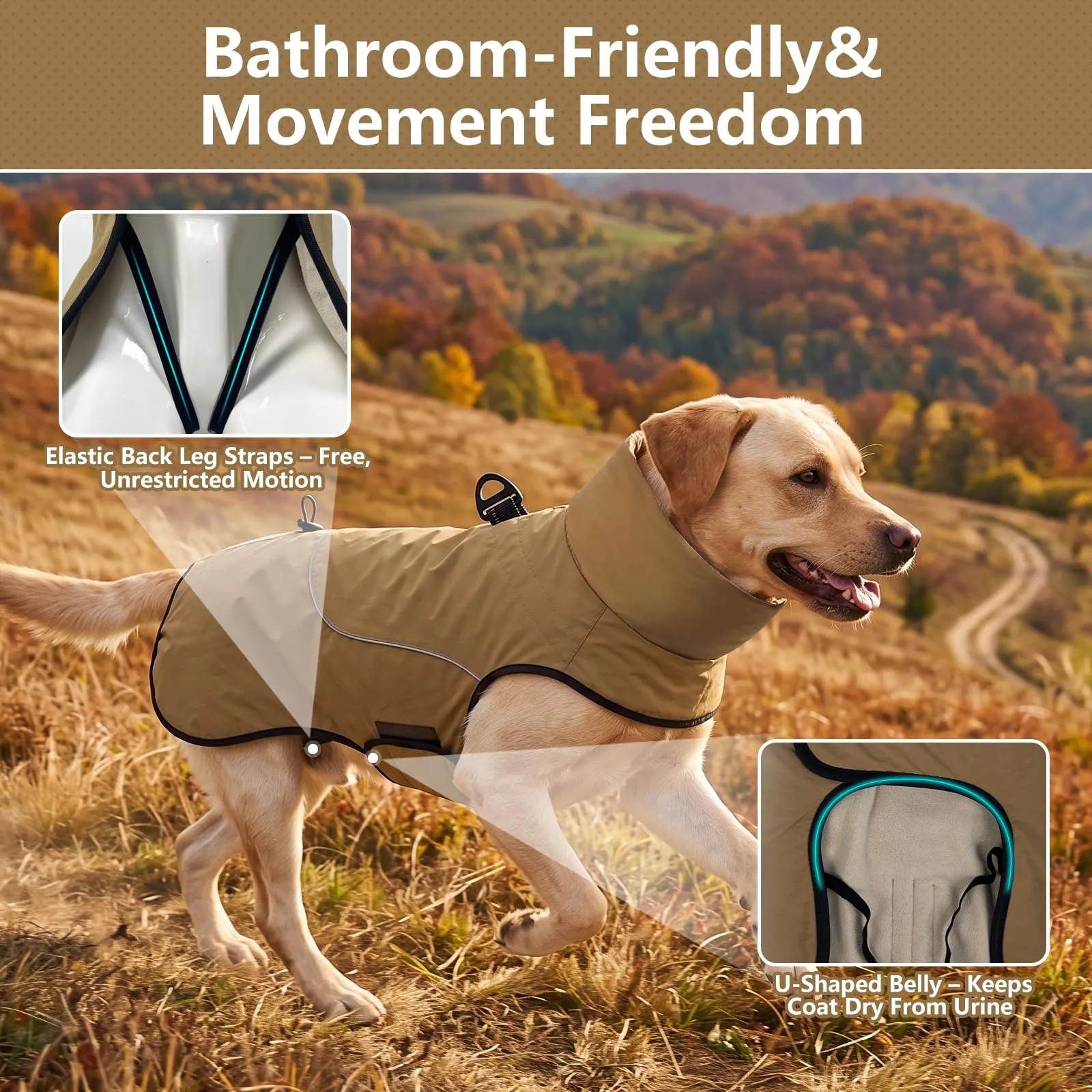 Poiinvc cappotto invernale impermeabile per cane con imbracatura D - immagine 6