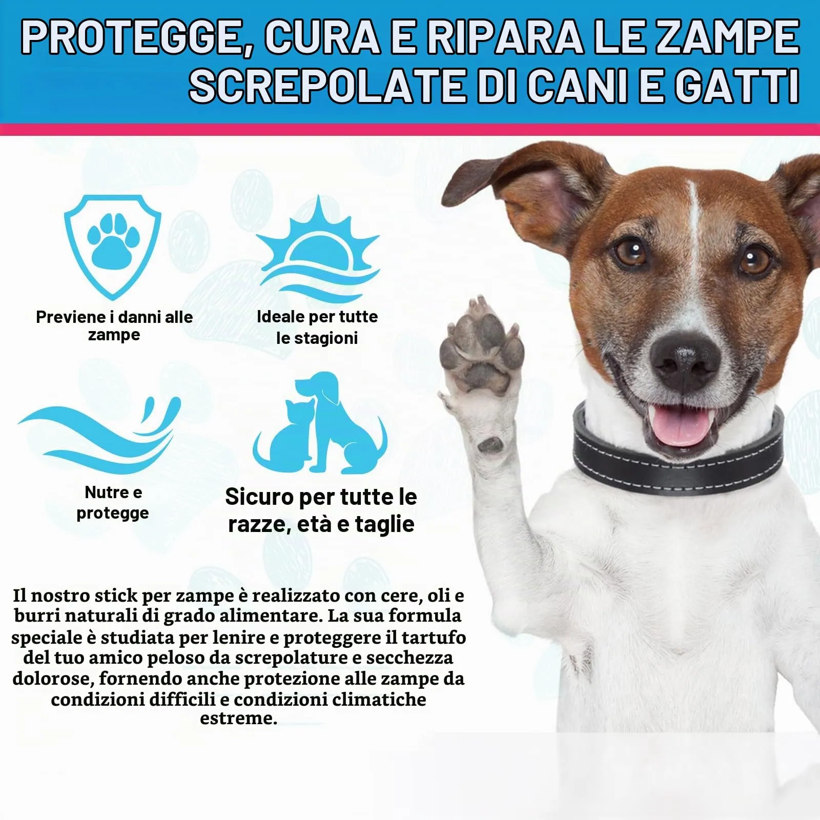 CiAIplw Crema Polpastrelli Cane, Balsamo in Stick Zampe e Naso Cane - immagine 6