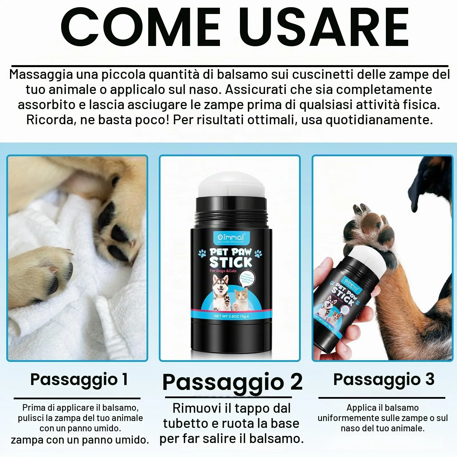 CiAIplw Crema Polpastrelli Cane, Balsamo in Stick Zampe e Naso Cane - immagine 9