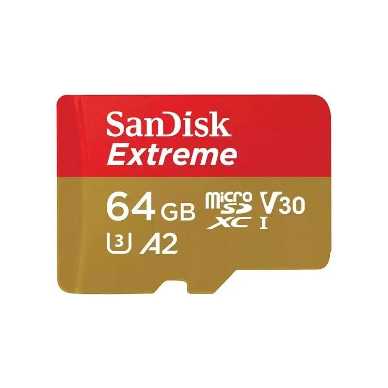 Scheda MicroSD SanDisk Extreme 64GB UHS-I 170MB/s 80MB/s U3 V30 A2 Gold/Red - immagine 1