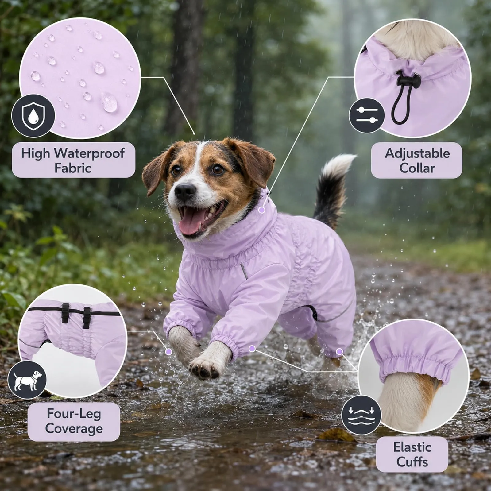 Geyecete - Cappotto impermeabile per cani, con gambe, leggero - immagine 2