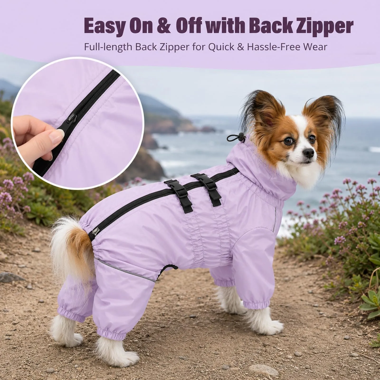 Geyecete - Cappotto impermeabile per cani, con gambe, leggero - immagine 3