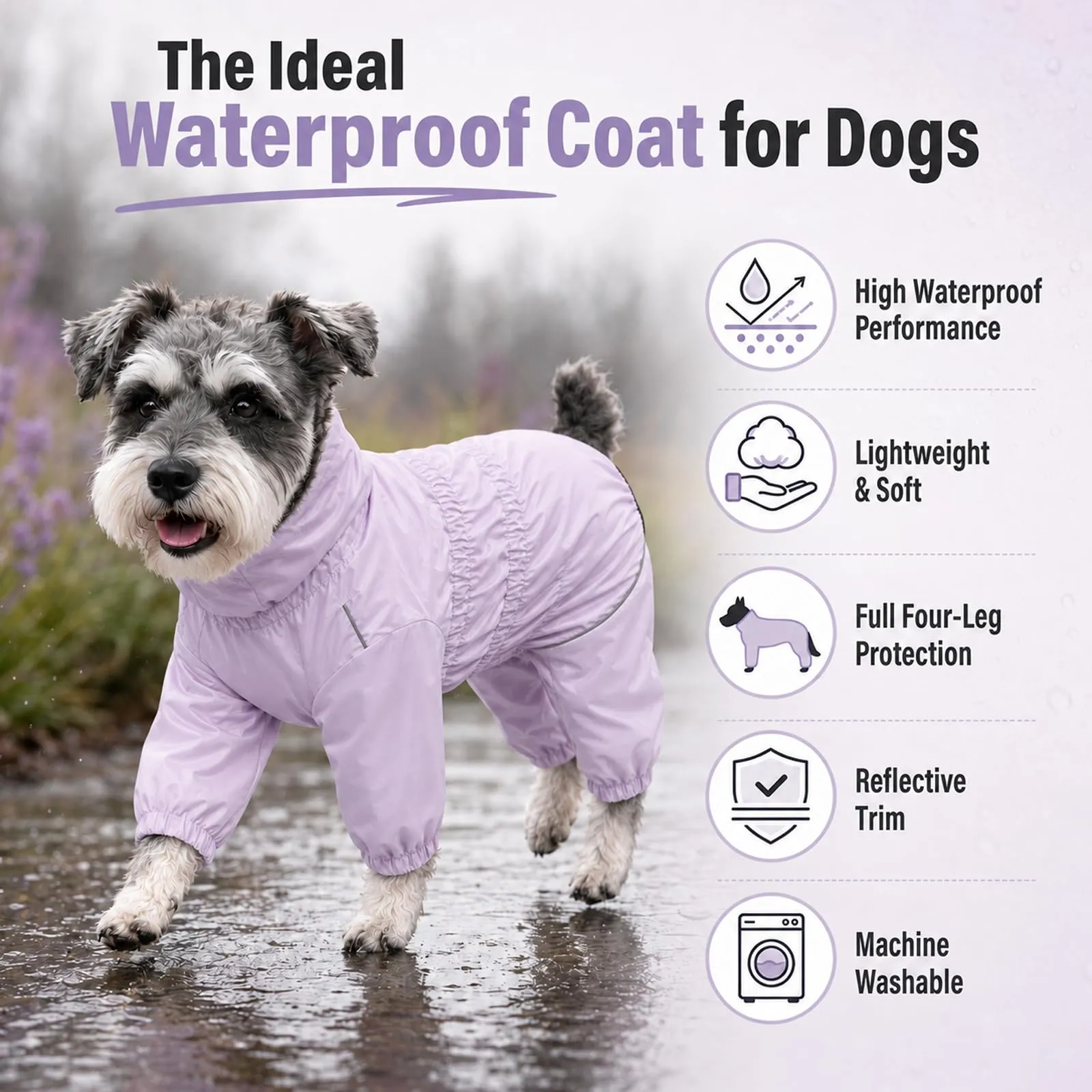 Geyecete - Cappotto impermeabile per cani, con gambe, leggero - immagine 6