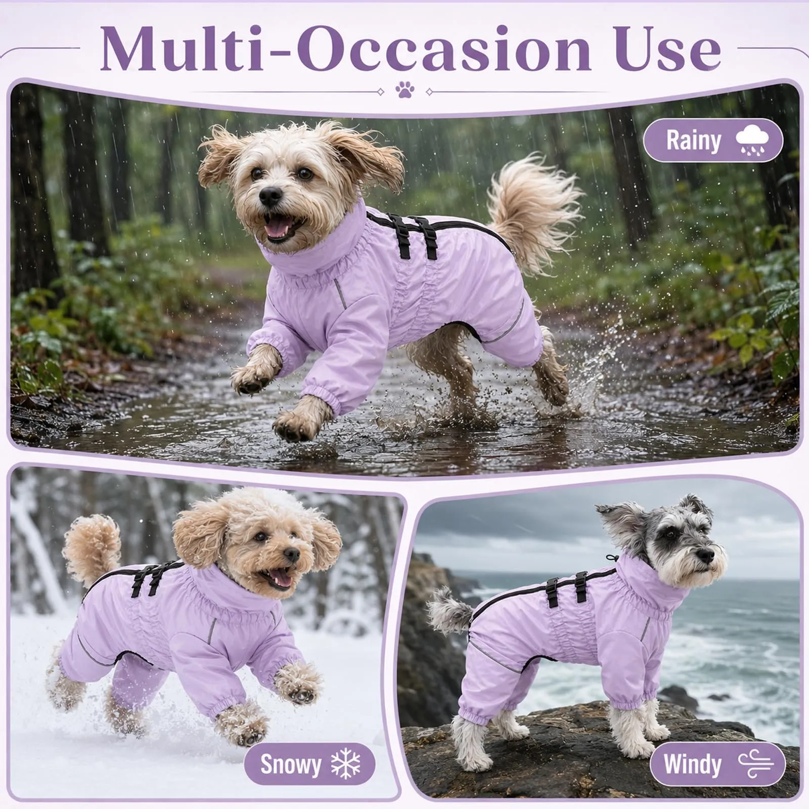 Geyecete - Cappotto impermeabile per cani, con gambe, leggero - immagine 7