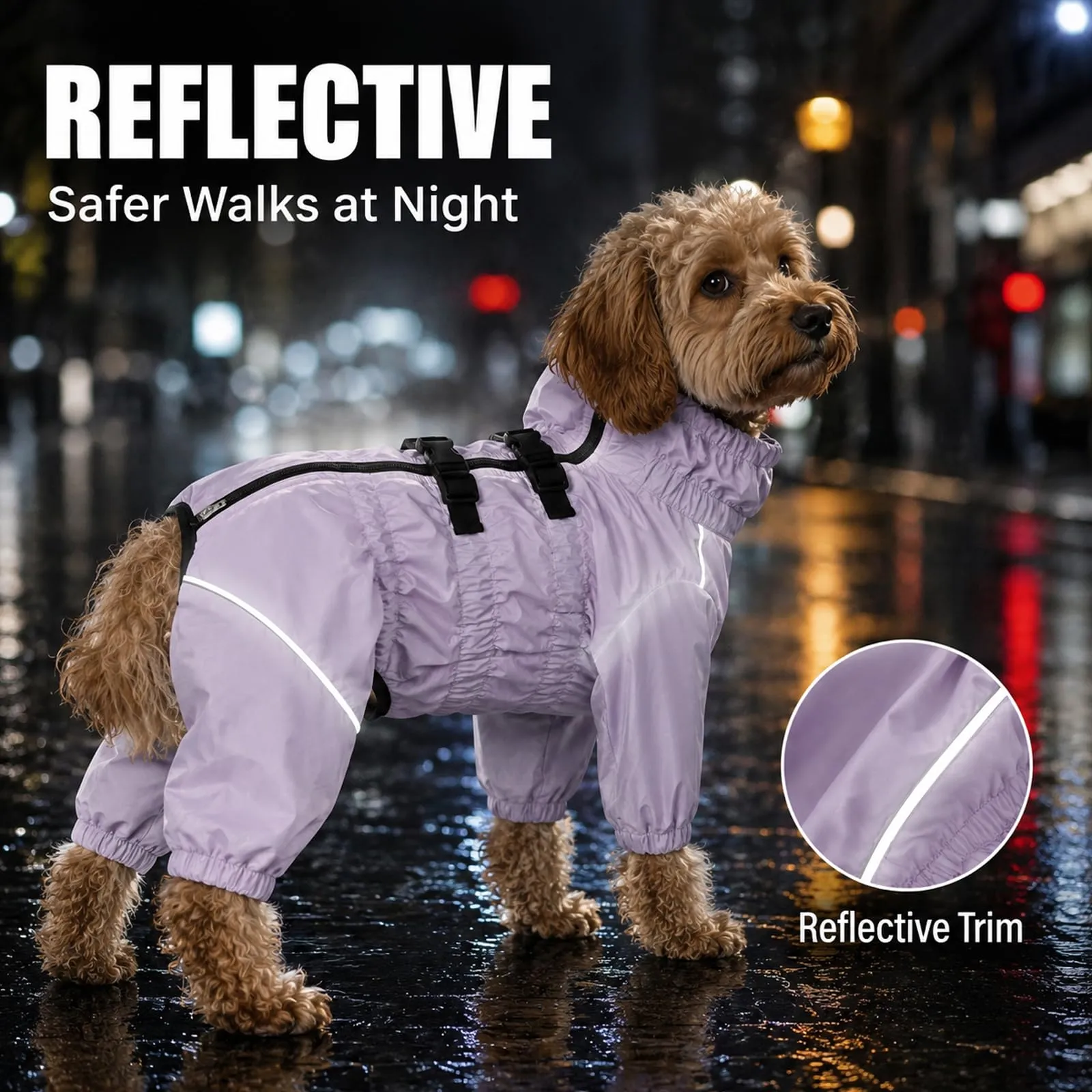 Geyecete Cappotto impermeabile per cani con zampe Cappotto leggero per cani - immagine 4