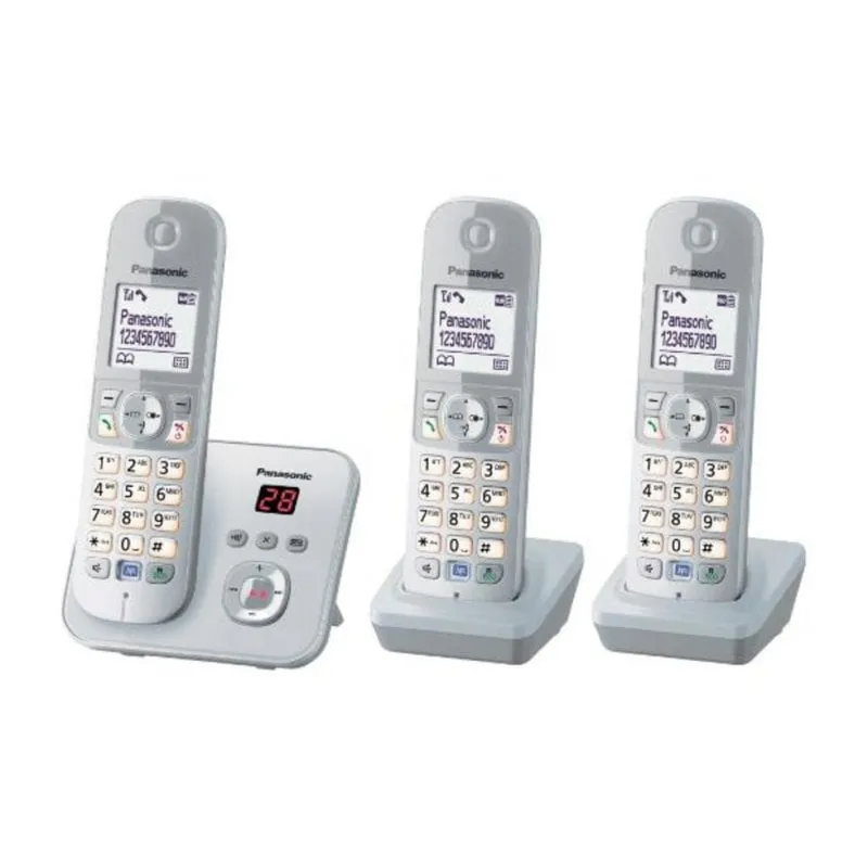Telefono Panasonic KX-TG6823 DECT Vivavoce 3 Portatili Argento Bianco - immagine 1