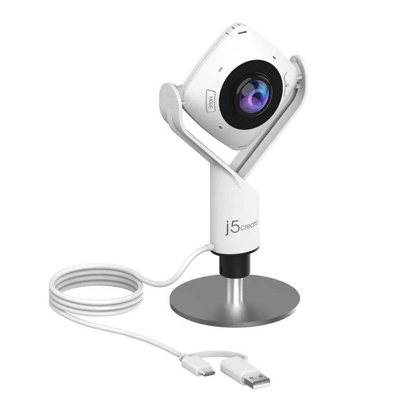 Webcam J5CREATE JVCU360-N 360° Full HD USB 2.0 CMOS Nero Bianco - immagine 1