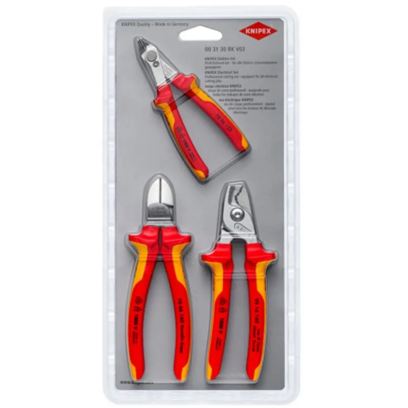 Alicate KNIPEX 00 31 30 BK V02 Set impugnatura rossa gialla 510g - immagine 1