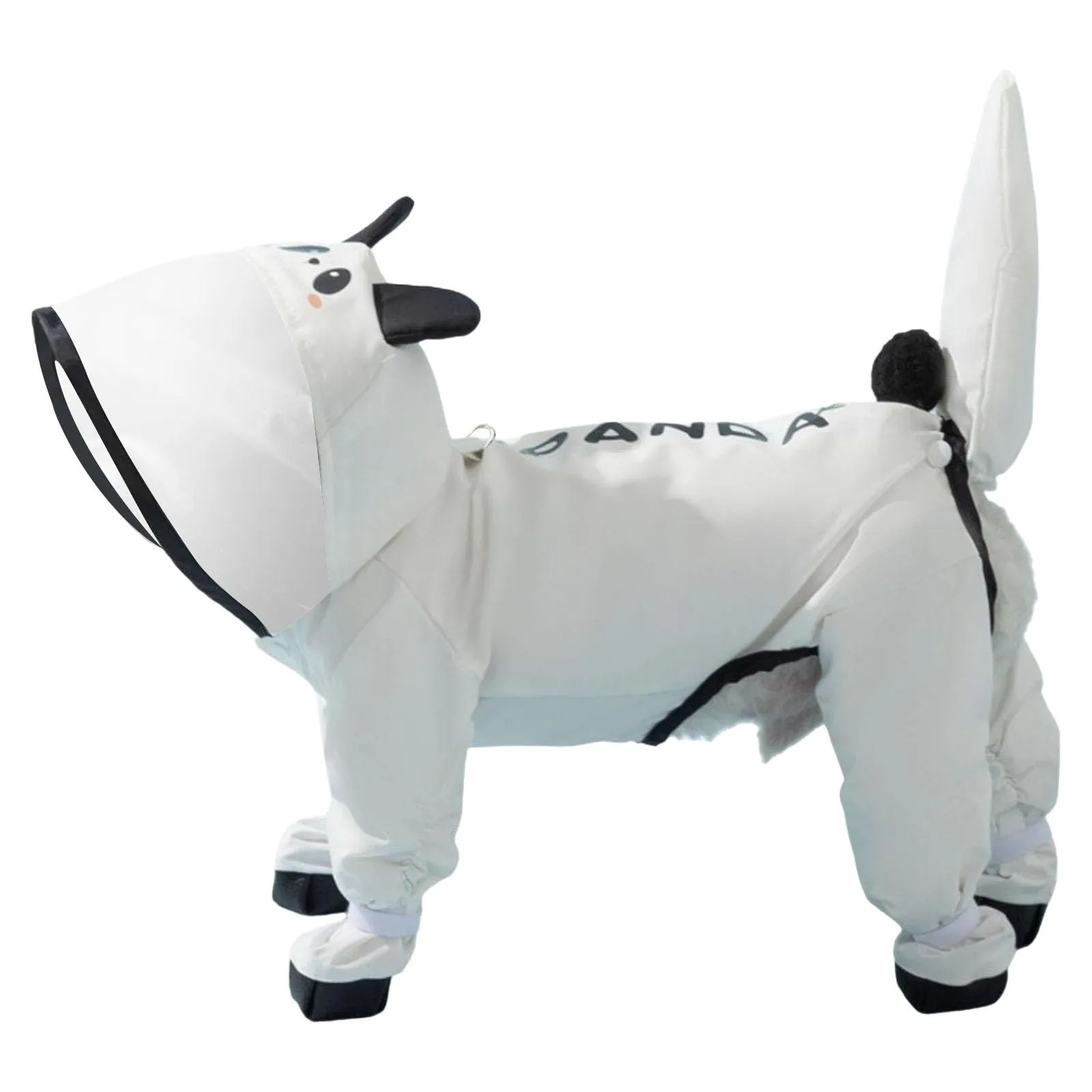 Generisch Cappotto impermeabile per cani di piccola taglia con anello a D, poncho antipioggia con strisce riflettenti, stivali da pioggia per tempo umido (argento, M) - immagine 1