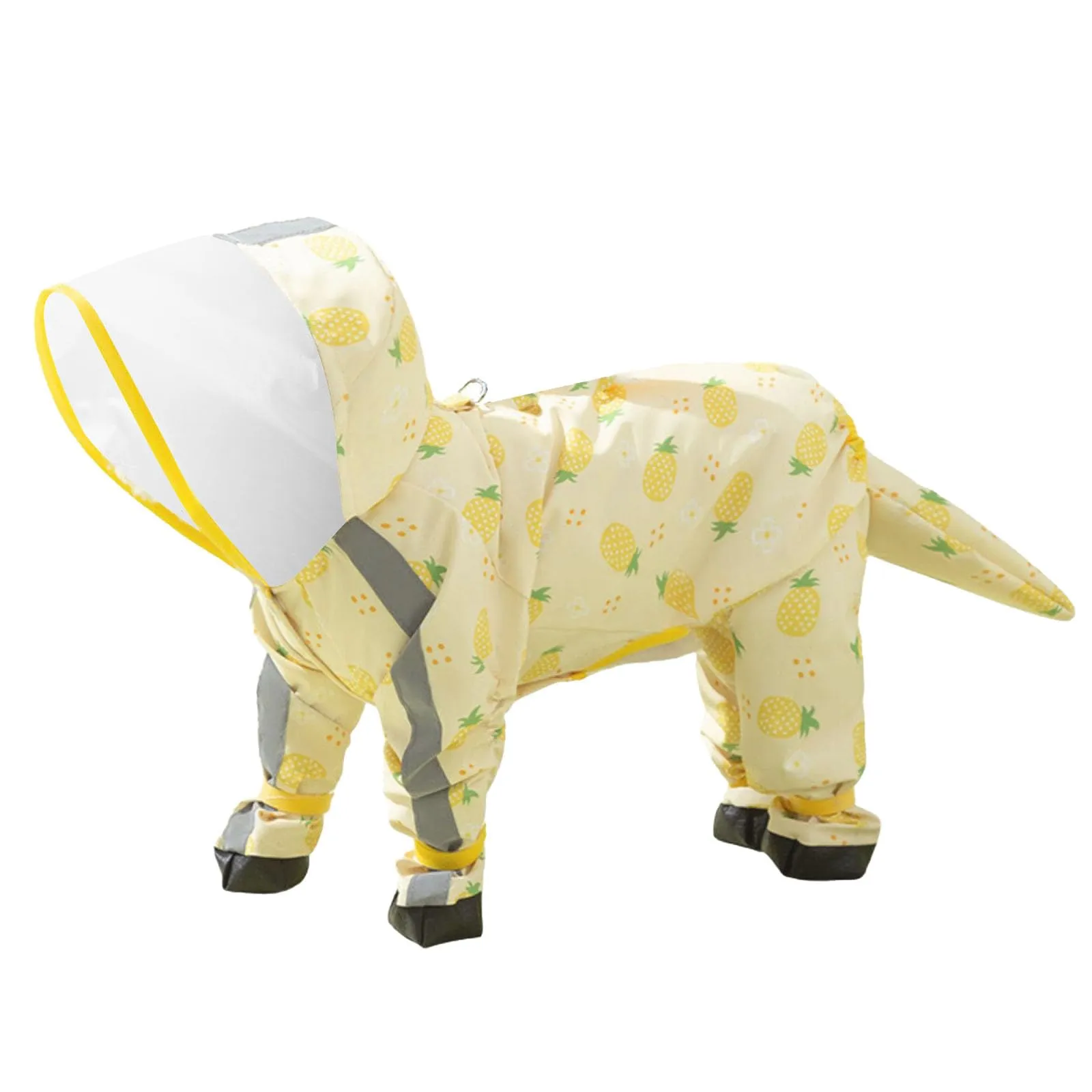 Generisch Cappotto impermeabile per cani di piccola taglia con anello a D, poncho antipioggia con strisce riflettenti, stivali da pioggia per clima umido (giallo chiaro, XL) - immagine 1