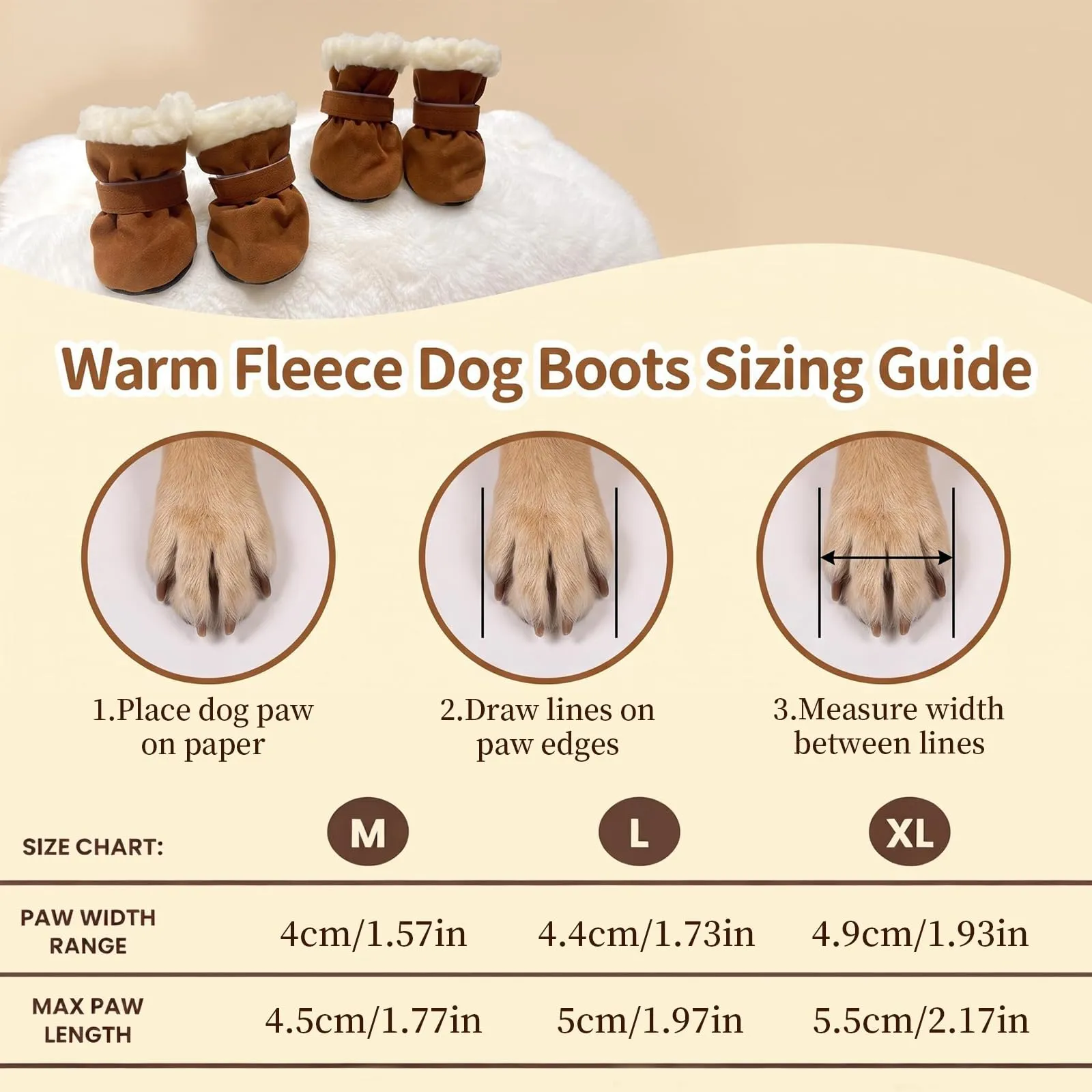 4 Pezzi Scarpette per Cani Morbido e Confortevole Scarpe Cane Marrone 5CM - immagine 2