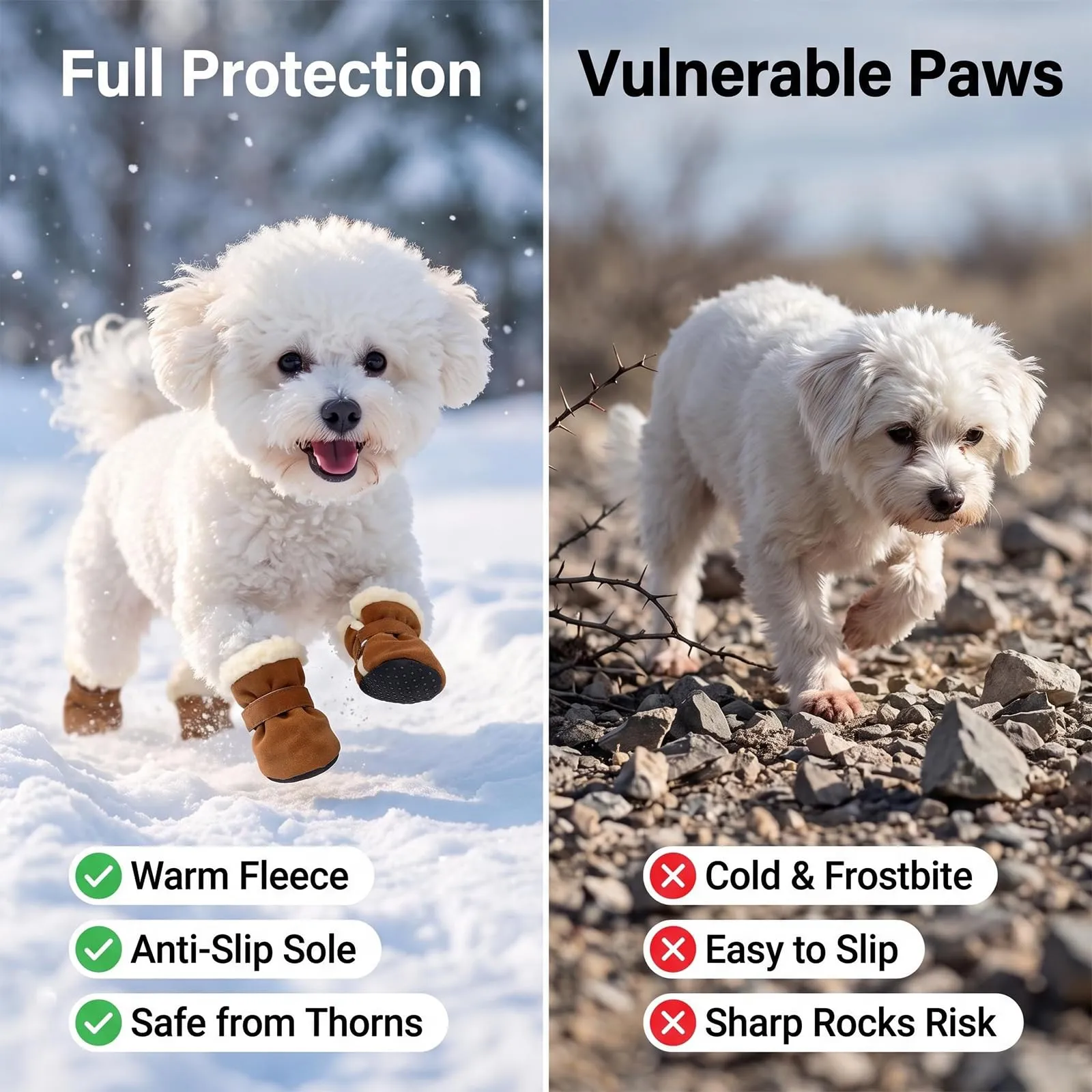 4 Pezzi Scarpette per Cani Morbido e Confortevole Scarpe Cane Marrone 5,5CM - immagine 5