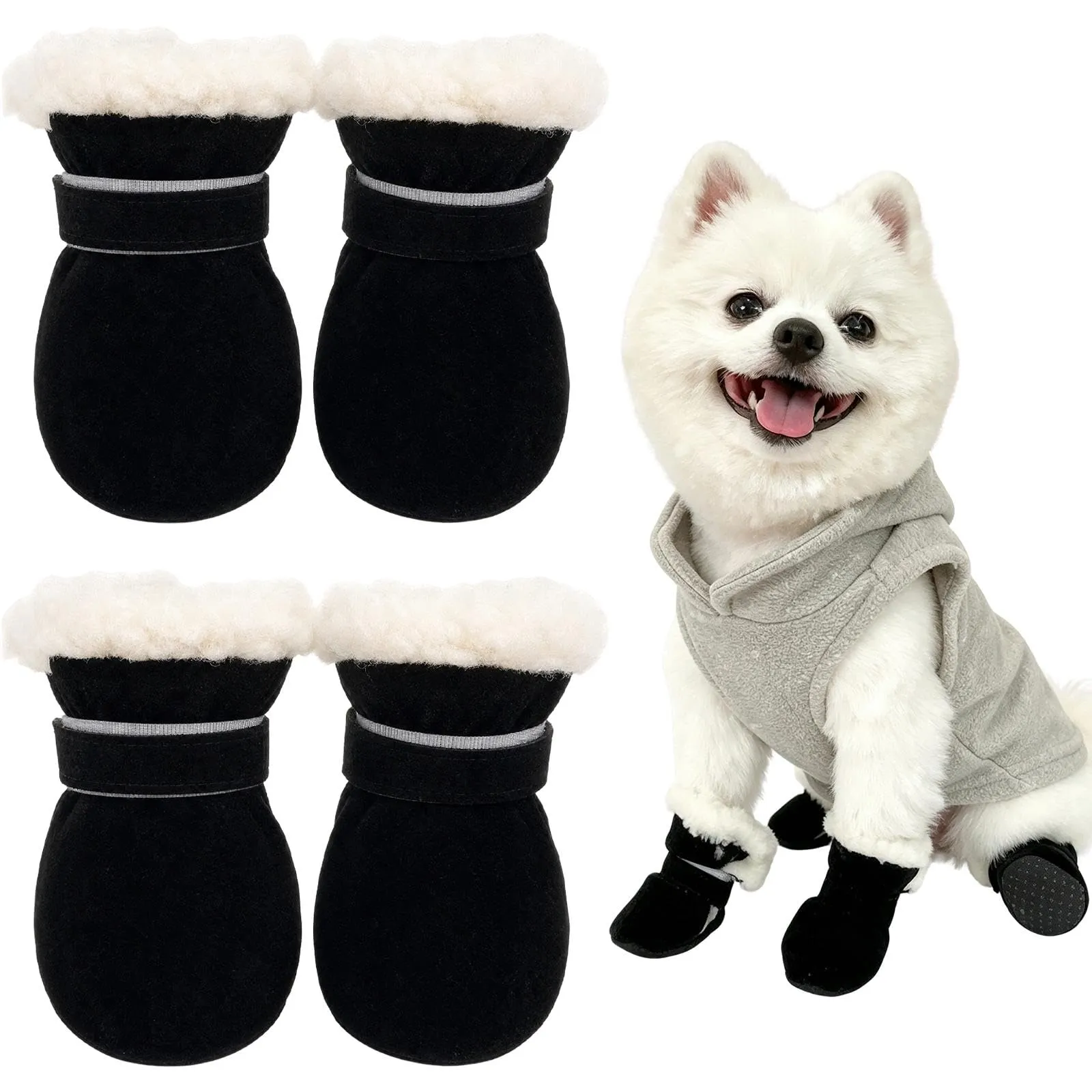 4 Pezzi Scarpette per Cani Morbido e Confortevole Scarpe Cane Nero 4,5CM - immagine 1