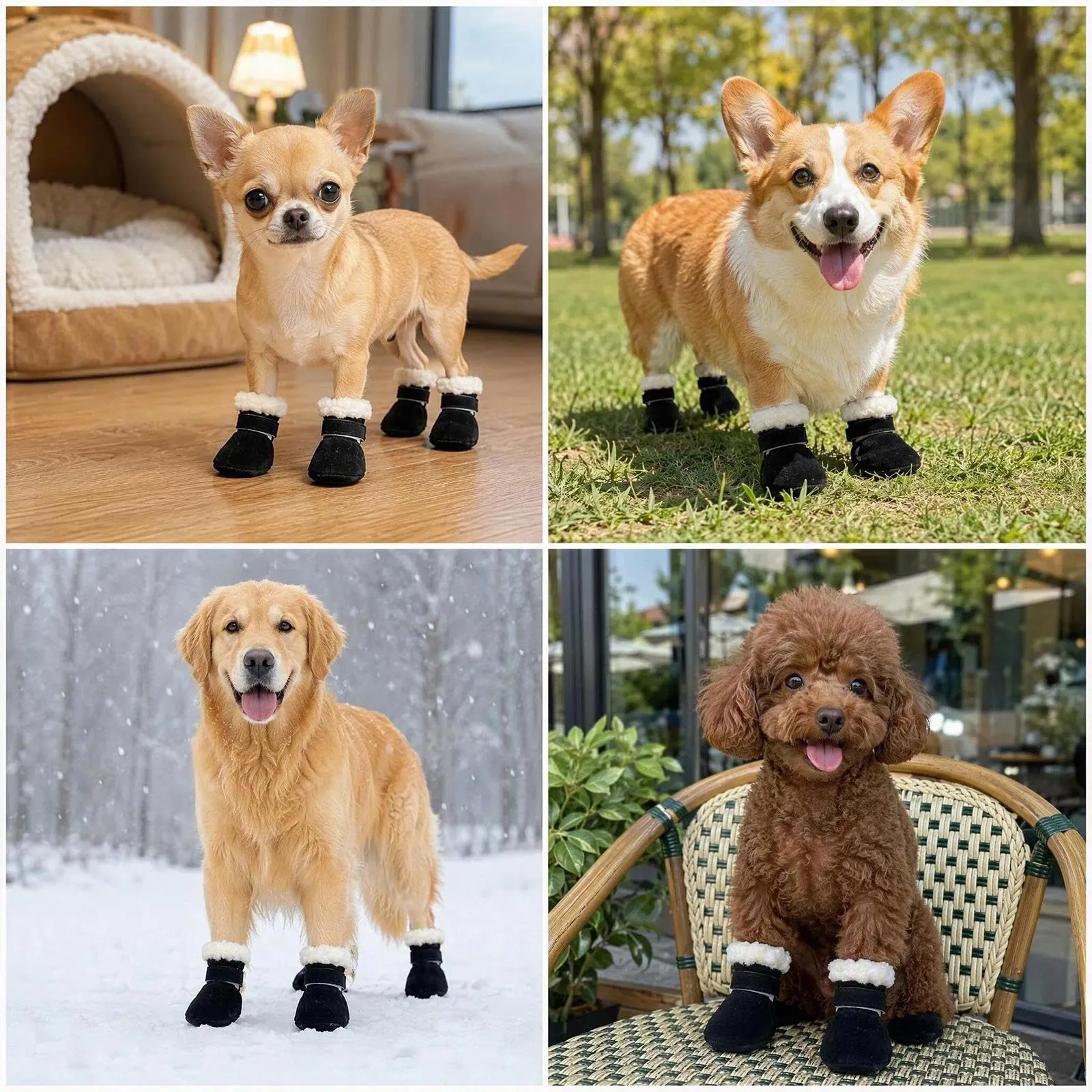 4 Pezzi Scarpette per Cani Morbido e Confortevole Scarpe Cane Nero 4,5CM - immagine 7