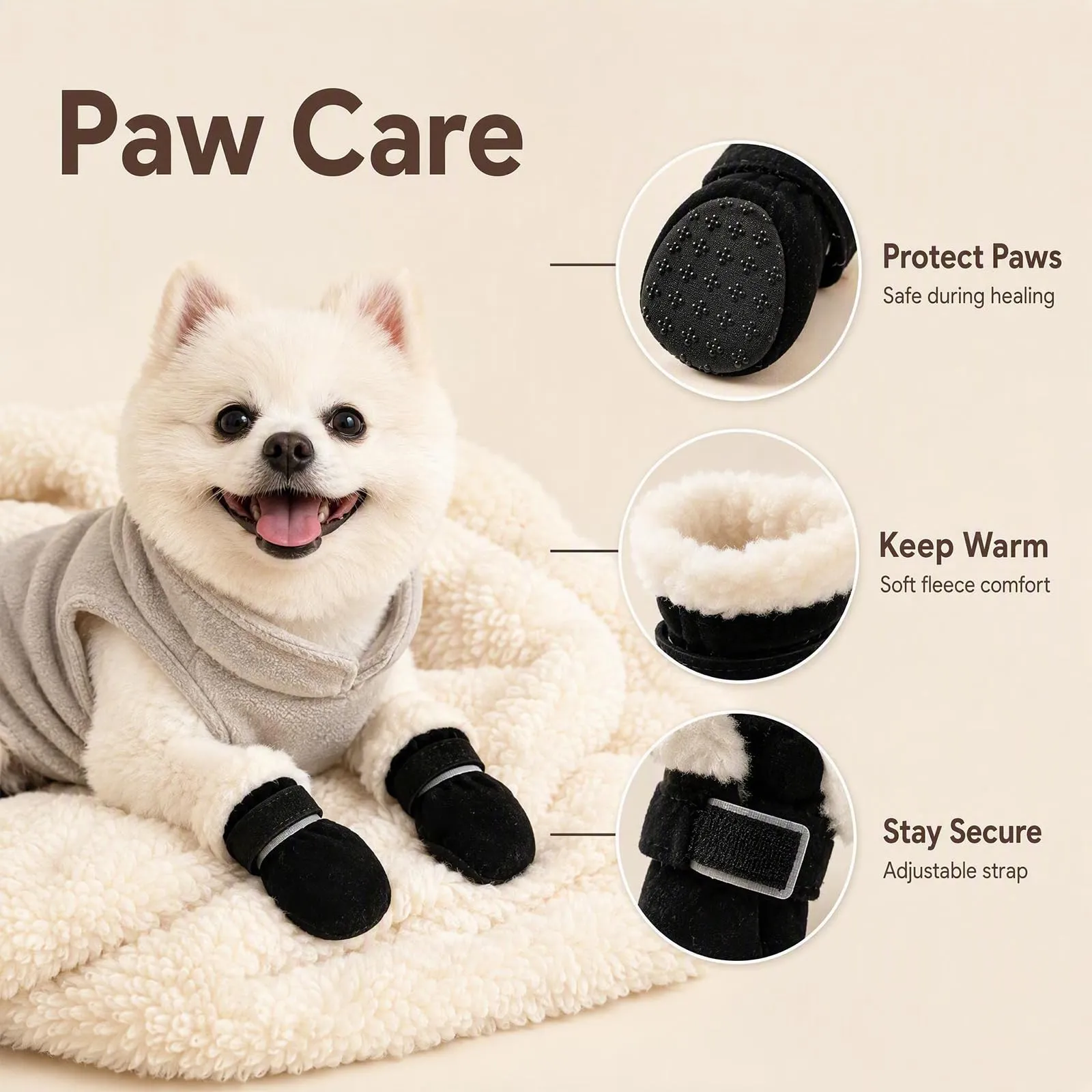 4 Pezzi Scarpette per Cani Morbido e Confortevole Scarpe Cane Nero 5,5CM - immagine 3