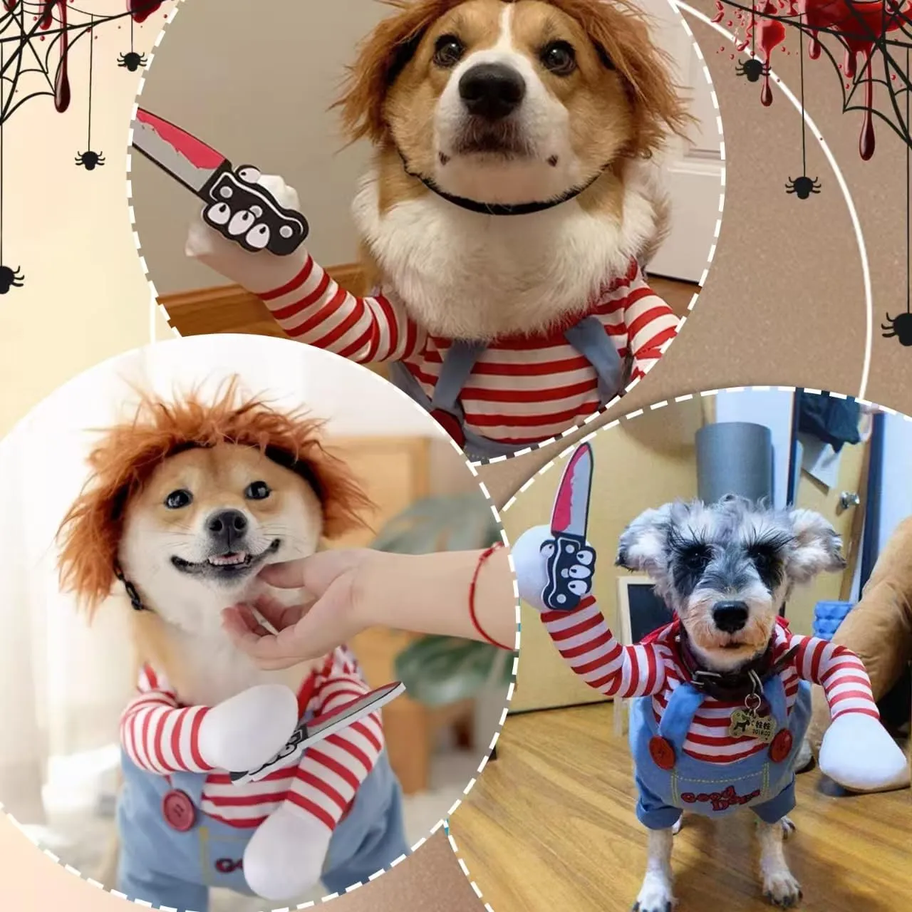 Vestiti per Animali di Halloween, Costume Animali Domestici per Halloween, Dog Awful Costume, Divertenti Costumi per Cani, per Cani di Taglia Grande, Media e Piccola, per Festival Feste Tema - immagine 5