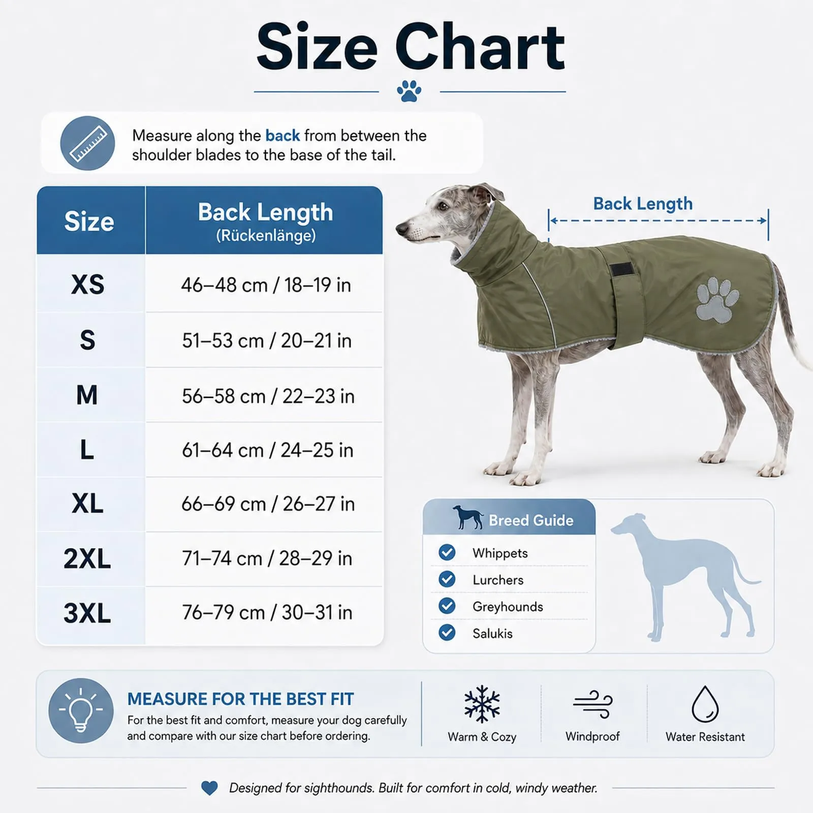 Cappotto Whippet con fodera in pile di lana d'agnello per levriero con - immagine 5