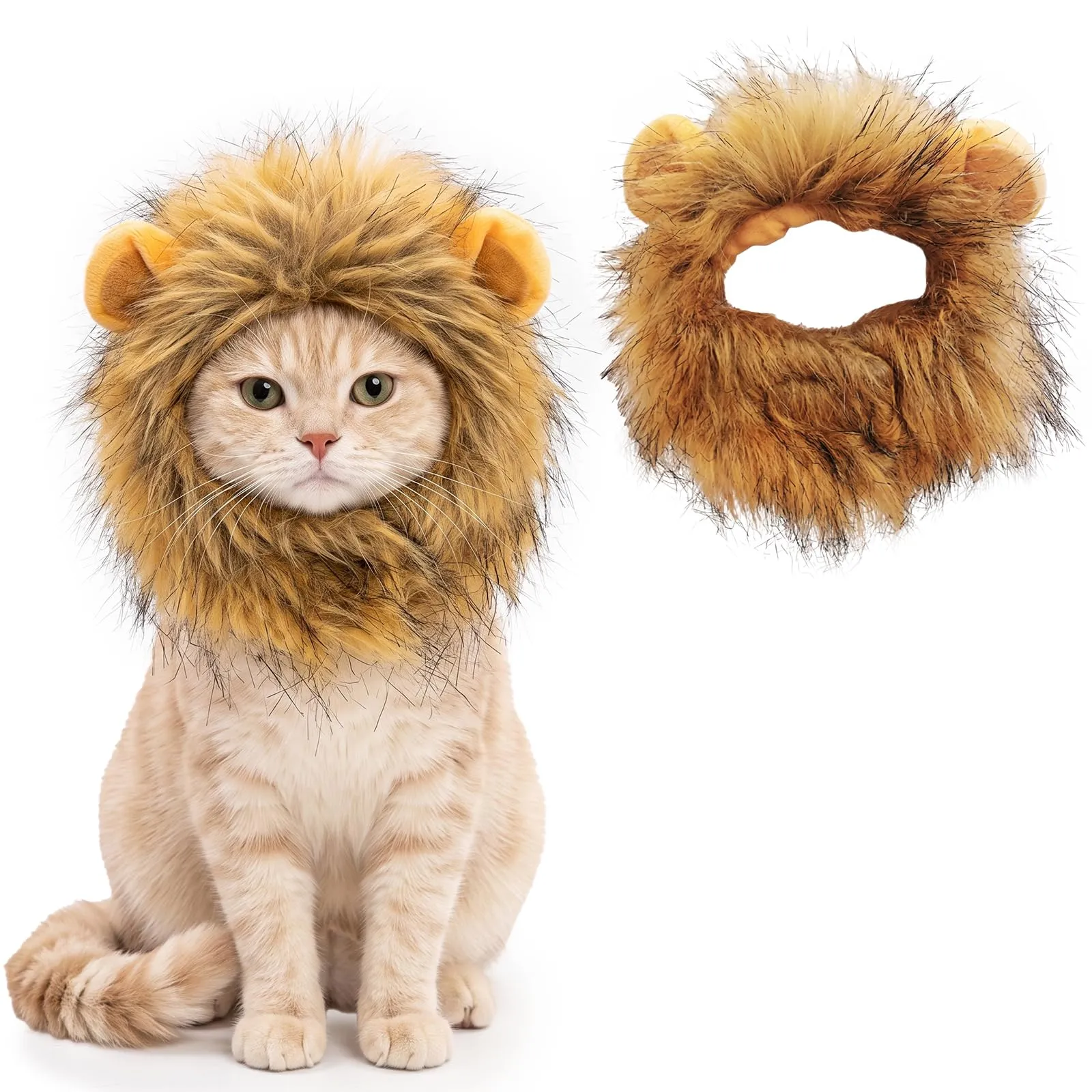 IMLDUY Criniera di Leone per Gatti e Cani Piccoli - Parrucca Morbida per Travestimento Animali Domestici - Costume Divertente per Carnevale, Feste e Cosplay - Accessorio Regolabile per Cuccioli - immagine 1