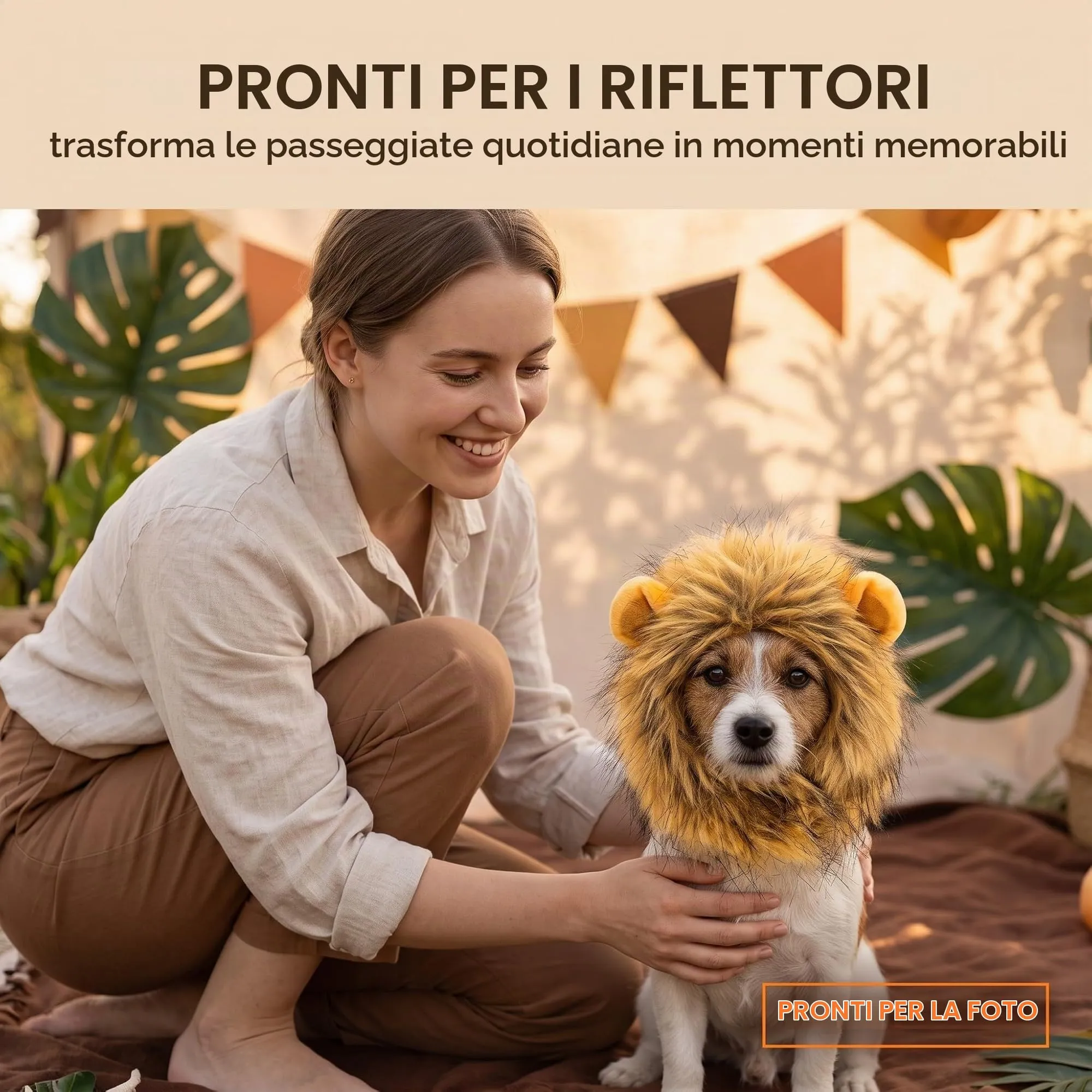 IMLDUY Criniera di Leone per Gatti e Cani Piccoli - Parrucca Morbida per Travestimento Animali Domestici - Costume Divertente per Carnevale, Feste e Cosplay - Accessorio Regolabile per Cuccioli - immagine 4