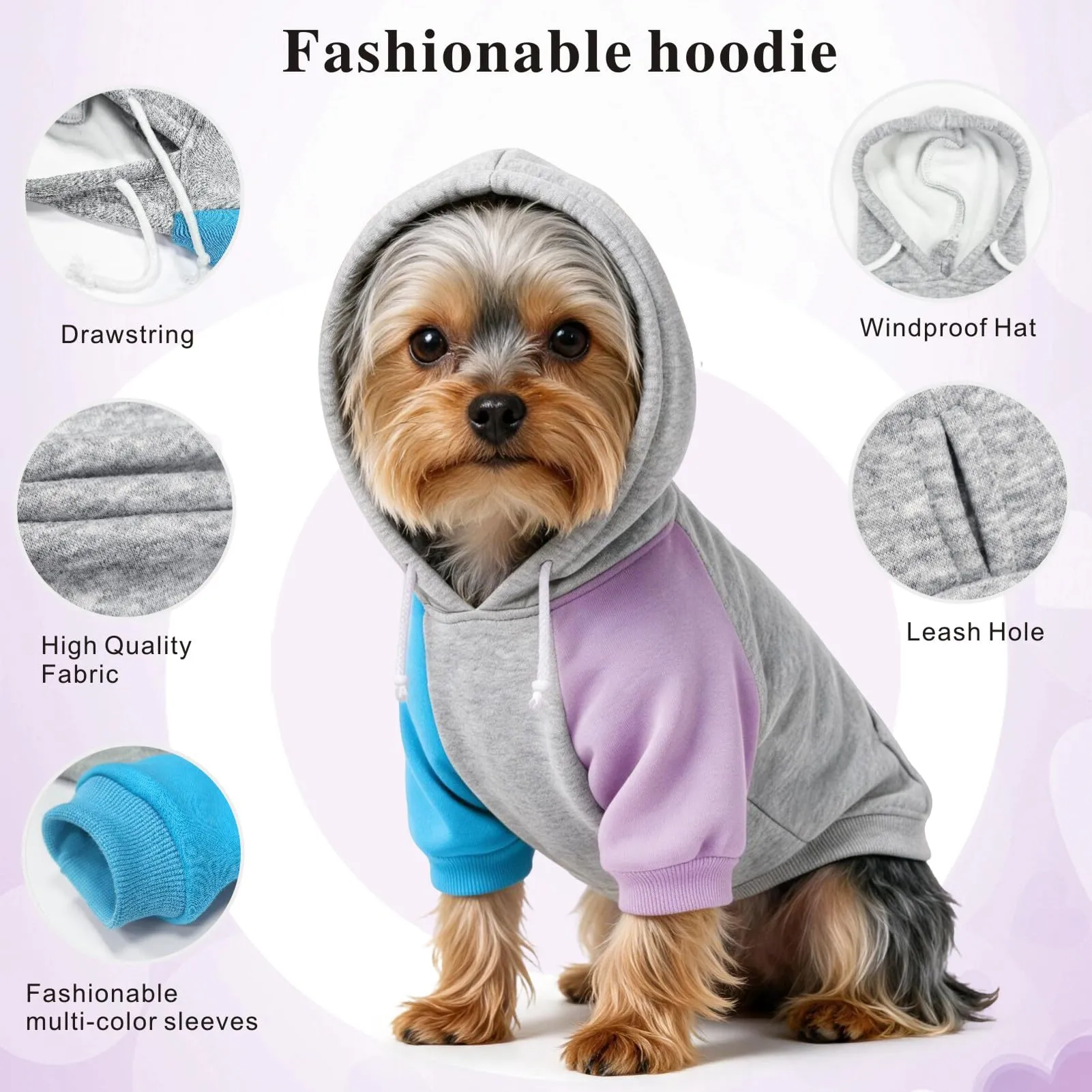 Dolahovy Cappuccio per cani abbigliamento per animali domestici felpe maglioni in cotone caldi giacche cappotti per cuccioli outfit per Chihuahua cani piccoli e medi gatti - immagine 4