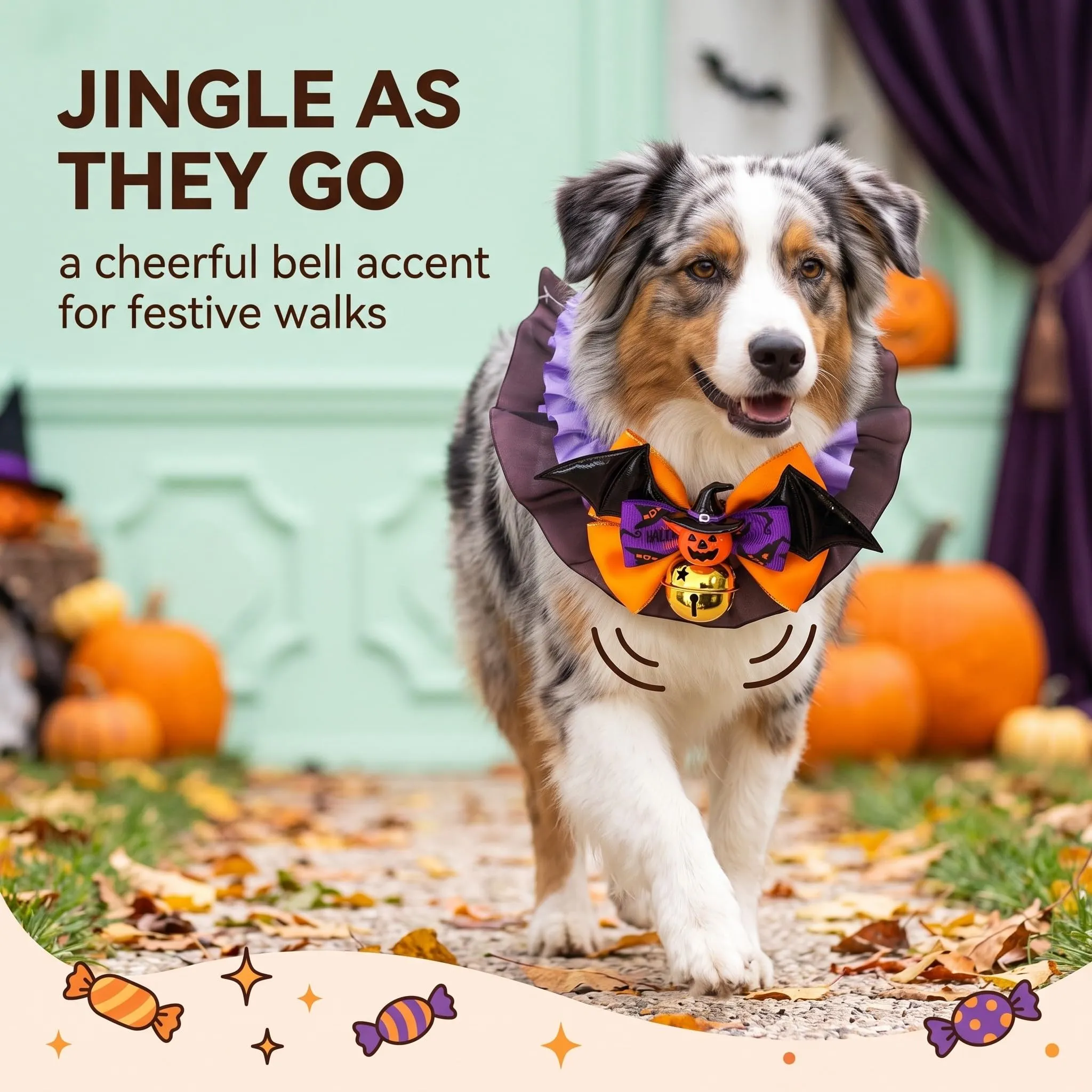 Collare Cane Halloween con Papillon Zucca, Collare Regolabile per Cani Taglia L, Accessori Halloween Animali Domestici per Travestimento Festa - immagine 5
