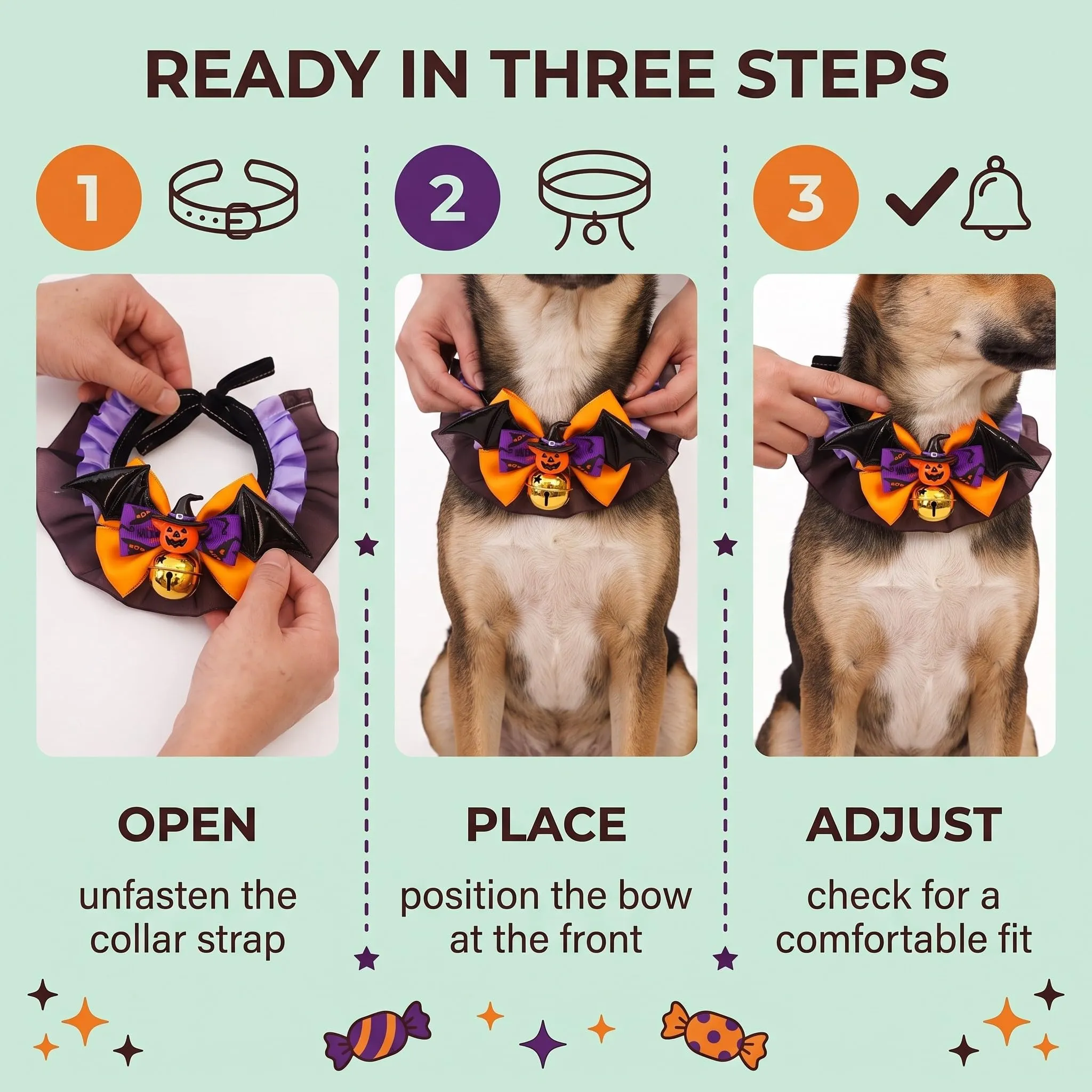 Collare Cane Halloween con Papillon Zucca, Collare Regolabile per Cani Taglia L, Accessori Halloween Animali Domestici per Travestimento Festa - immagine 7