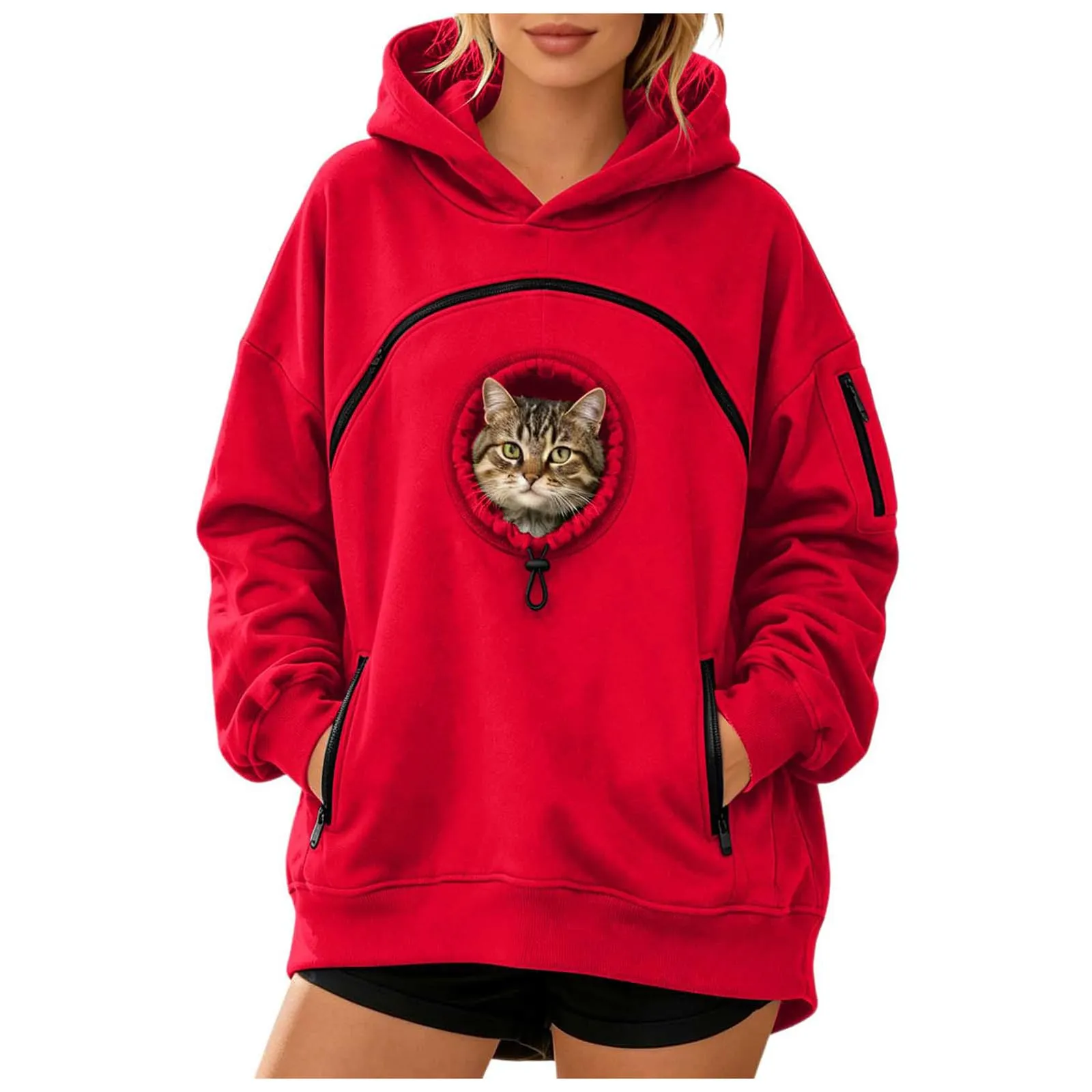 Felpa Porta Gatto Cane Felpa con Tasca per Donna Cani Felpe per Cappuccio - immagine 1