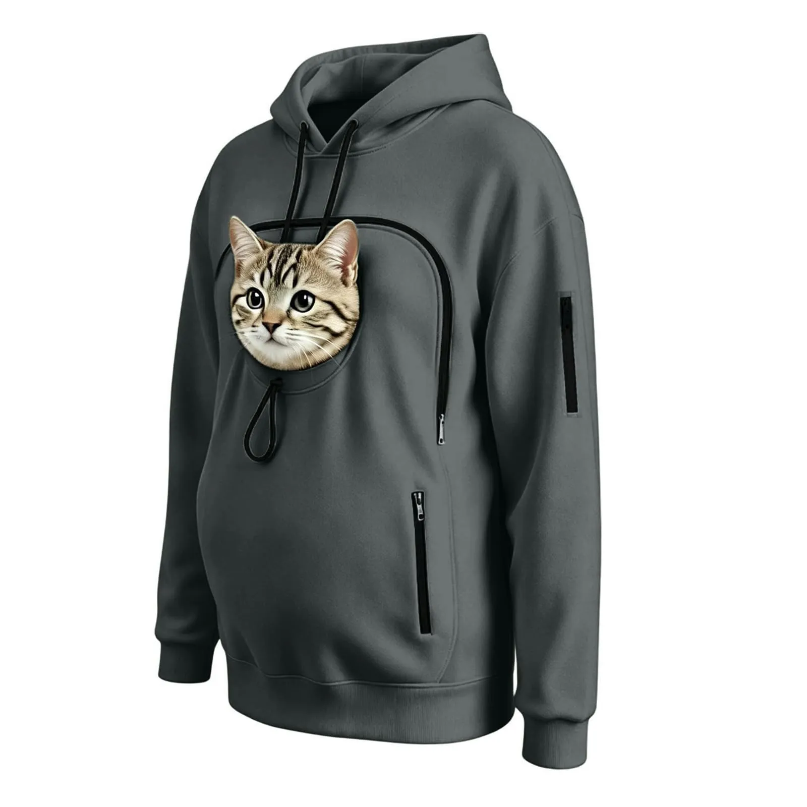 Felpa Porta Gatto Cane Felpa con Tasca per Donna Cani Felpe per Cappuccio - immagine 7