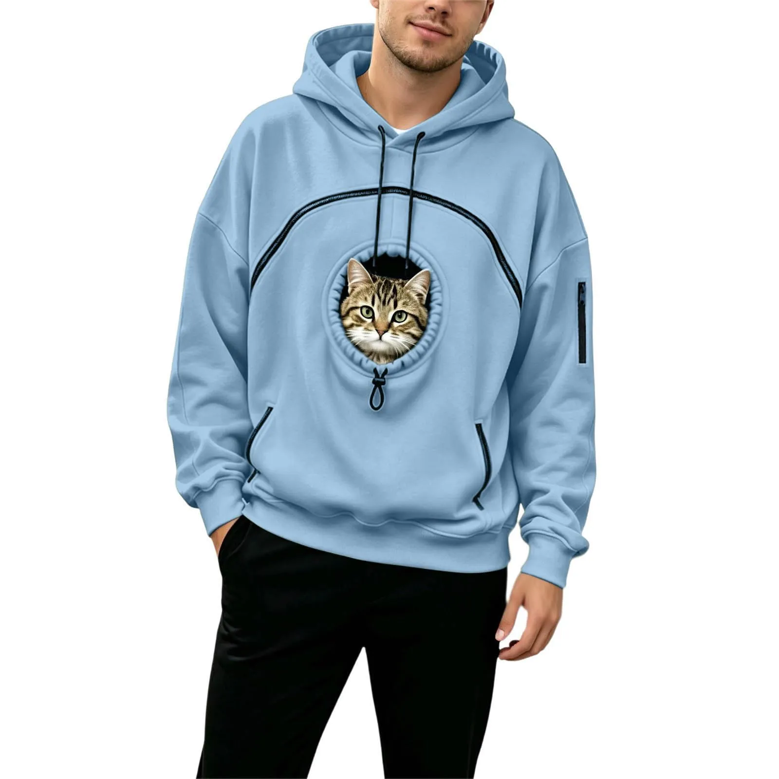 Felpa Porta Gatto Cane Felpa con Tasca per Donna Cani Felpe per Cappuccio - immagine 8