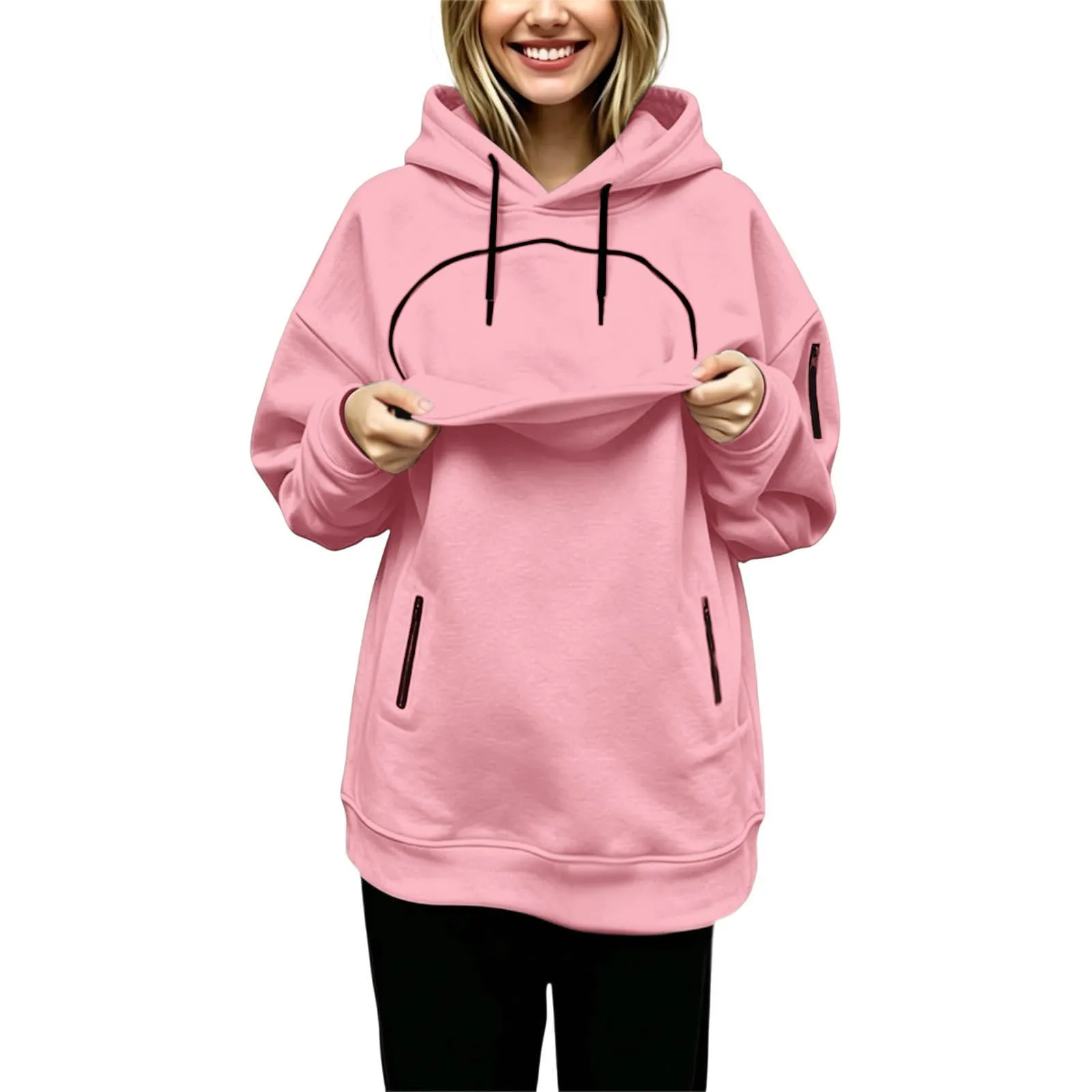 Generico Invernali Cotone Donna Peluche Gatti Marsupio in con Animali per E Pullover Casual Invernale Unisex Casa All'aperto Felpa Porta Gatto Cane Felpa con Tasca per Donna Cani Felpe per Cappuccio - immagine 8