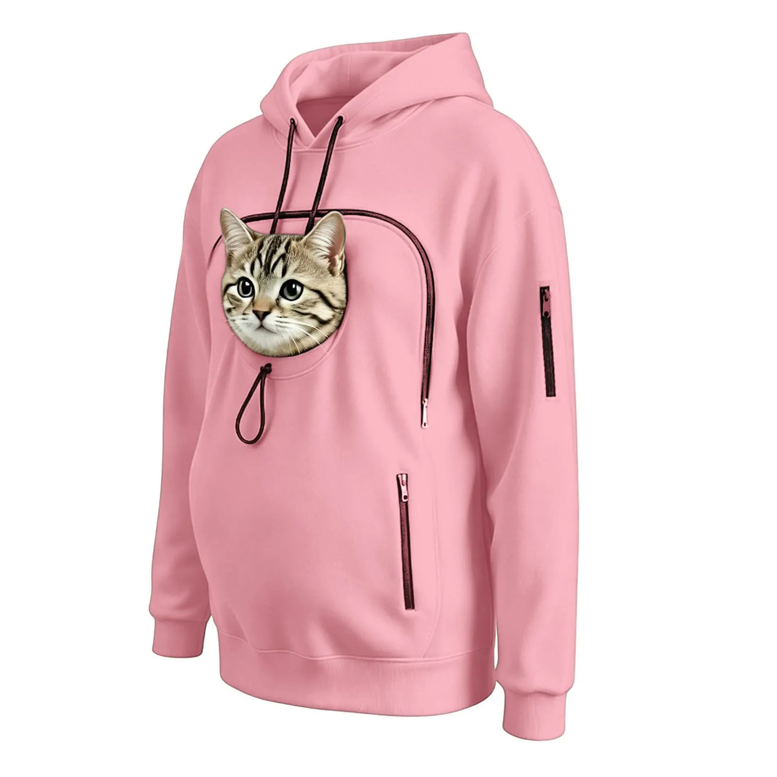 Felpa Porta Gatto Cane Felpa con Tasca per Donna Cani Felpe per Cappuccio - immagine 7