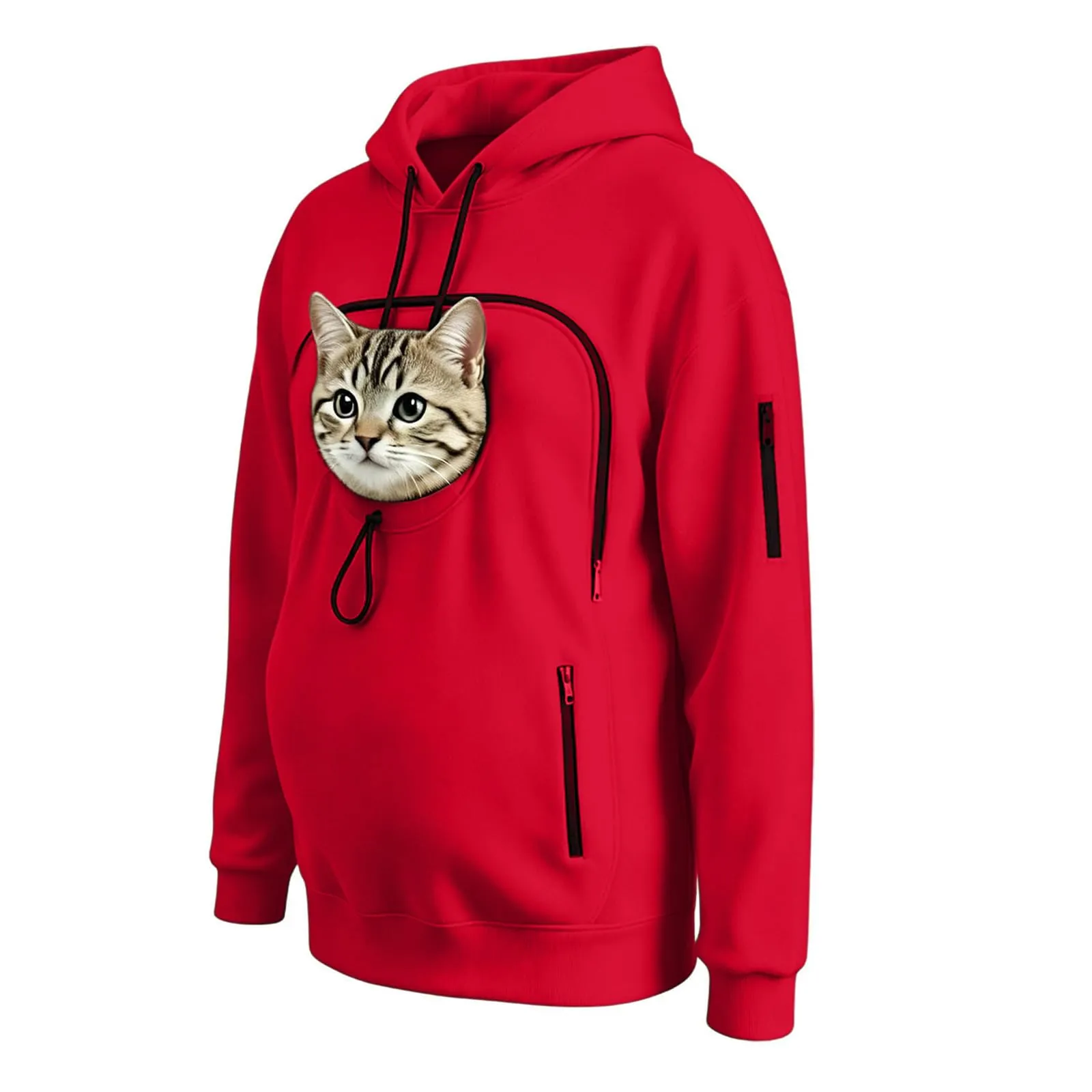 Felpa Porta Gatto Cane Felpa con Tasca per Donna Cani Felpe per Cappuccio - immagine 6