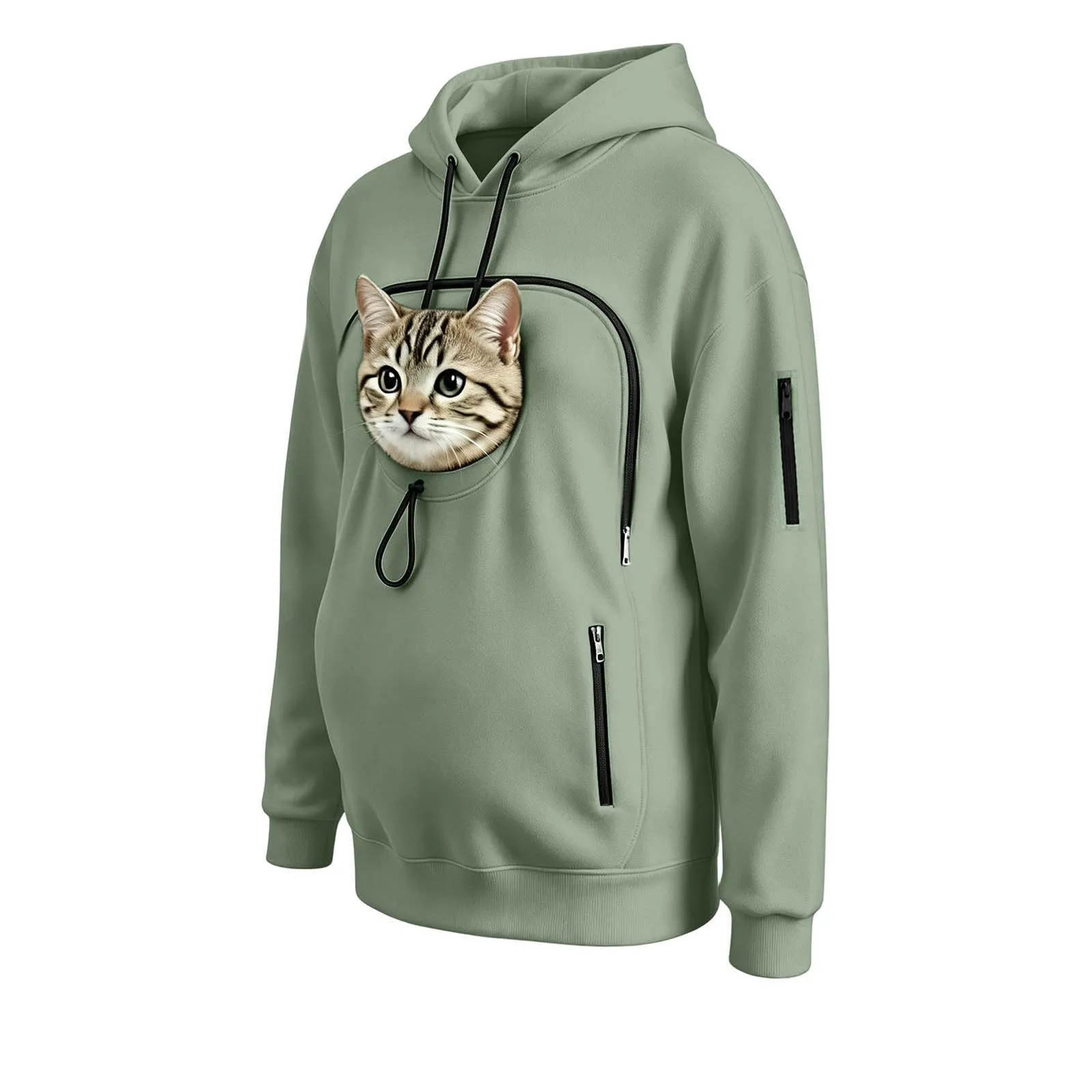 Felpa Porta Gatto Cane Felpa con Tasca per Donna Cani Felpe per Cappuccio - immagine 7