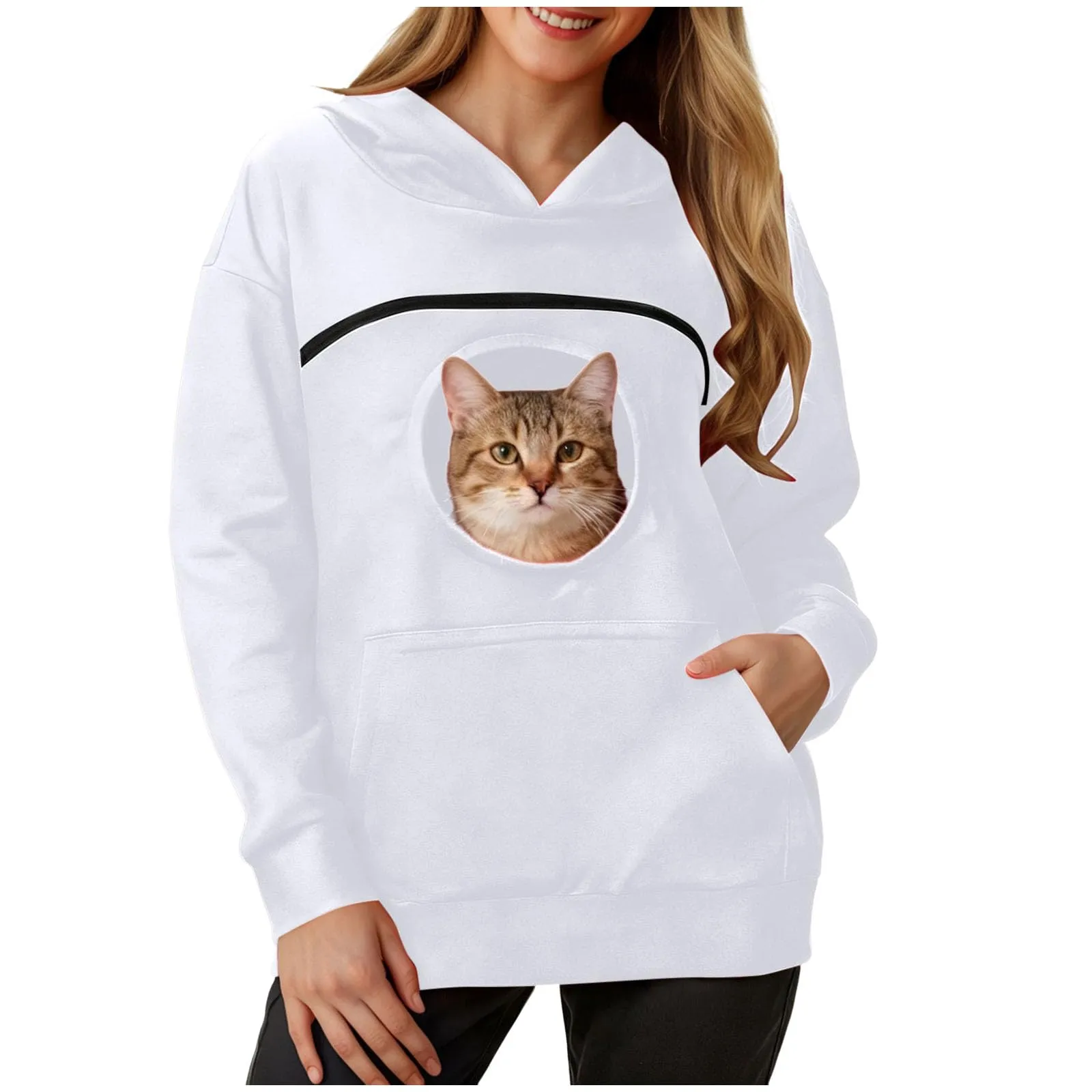 Felpa Porta Gatto Cane Felpa con Tasca per Donna Cani Felpe per Cappuccio - immagine 1