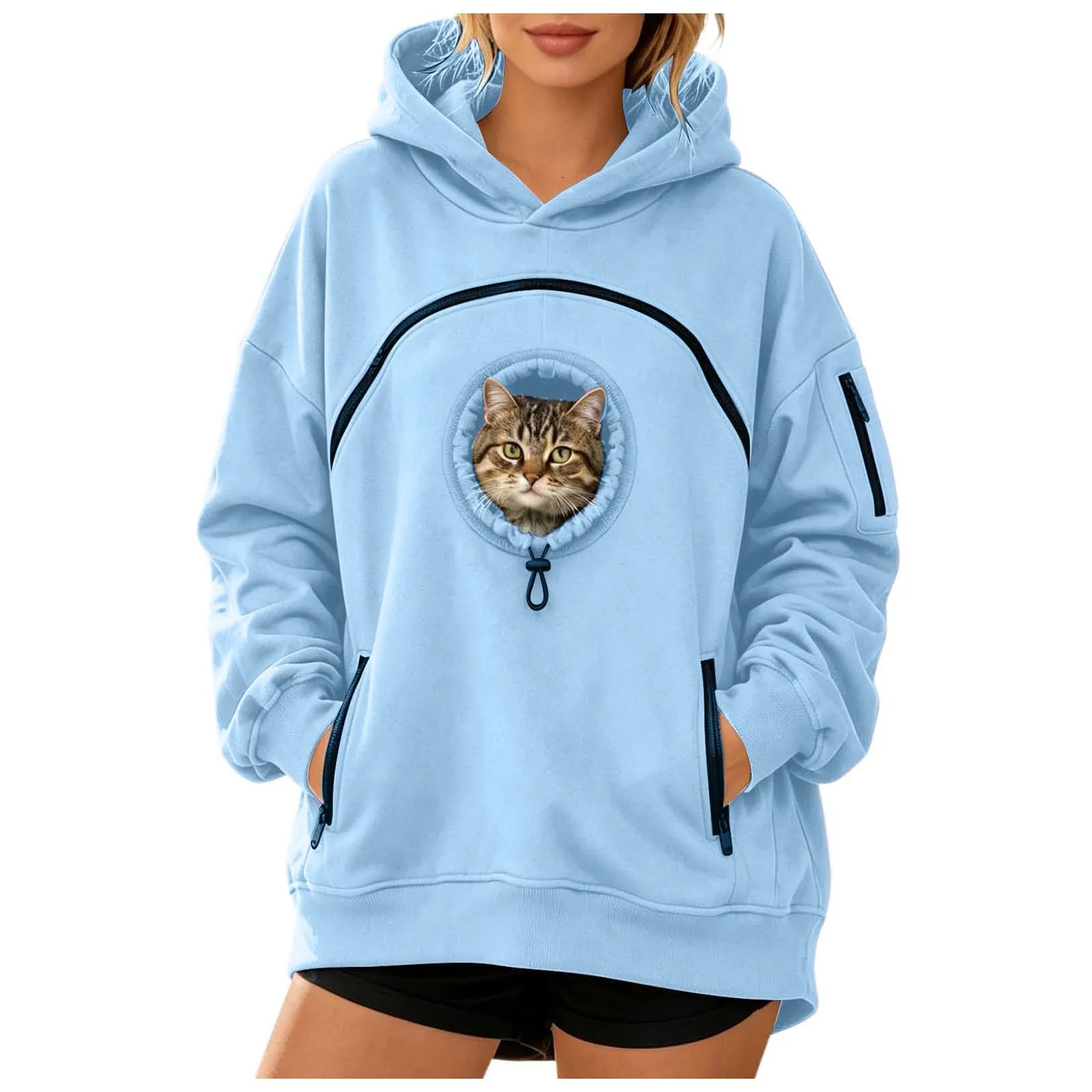 Felpa Porta Gatto Cane Felpa con Tasca per Donna Cani Felpe per Cappuccio - immagine 1