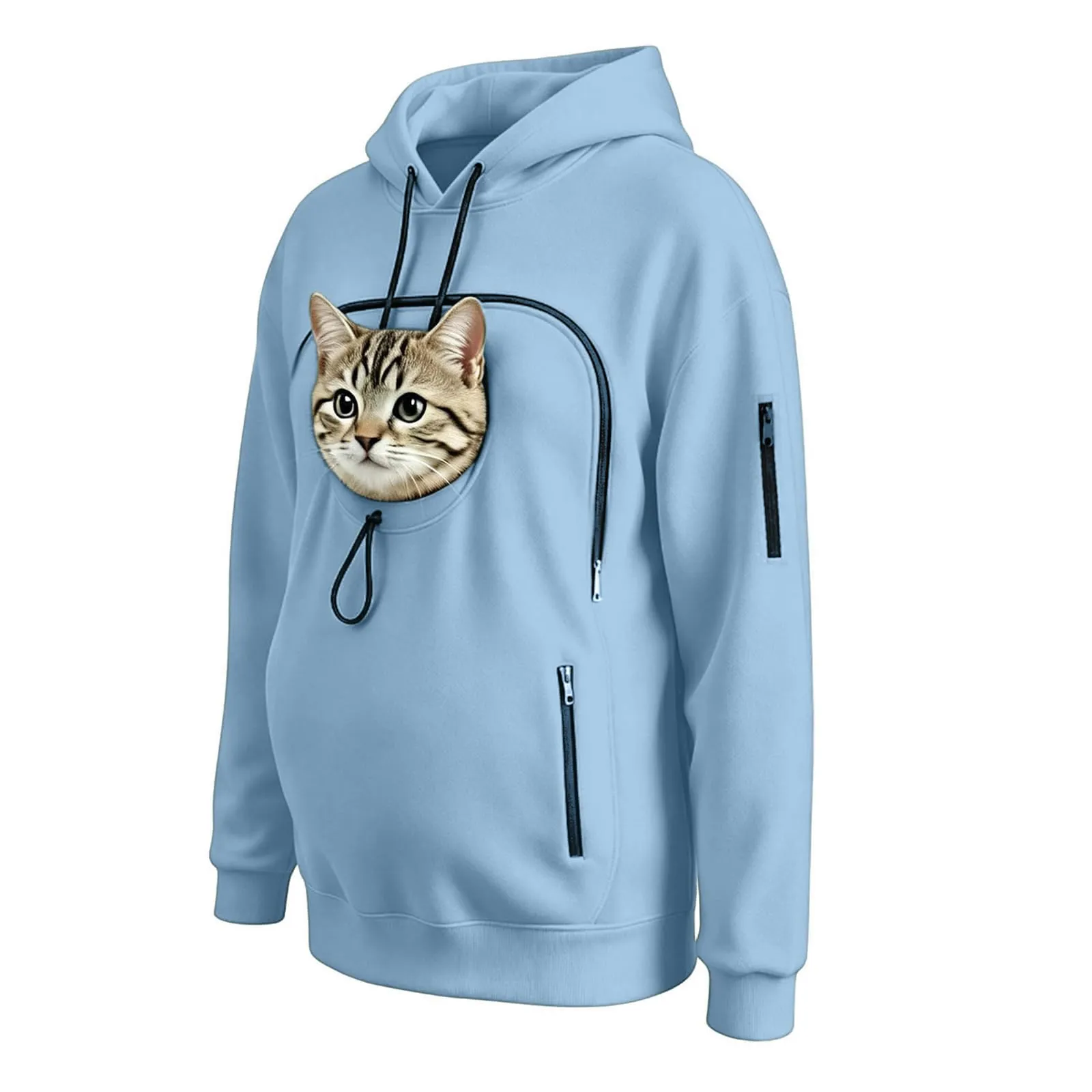 Felpa Porta Gatto Cane Felpa con Tasca per Donna Cani Felpe per Cappuccio - immagine 7