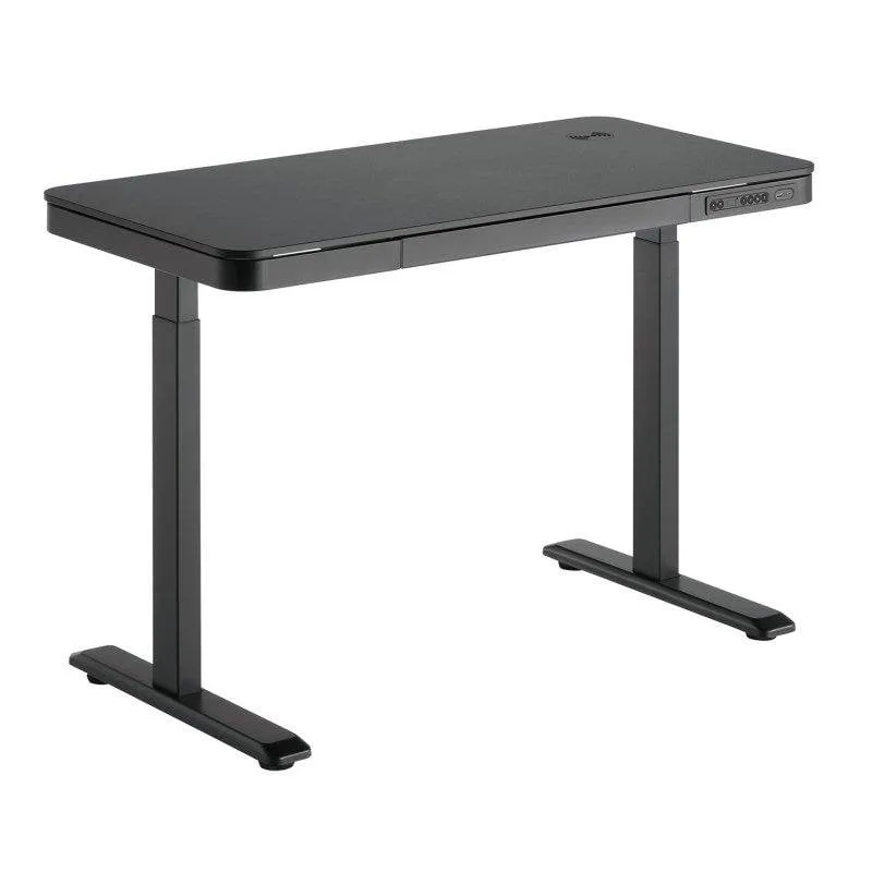 Scrivania Motorizzata Kimex 118x60 cm Nero con Cassetto e Caricatore Wireless - immagine 1